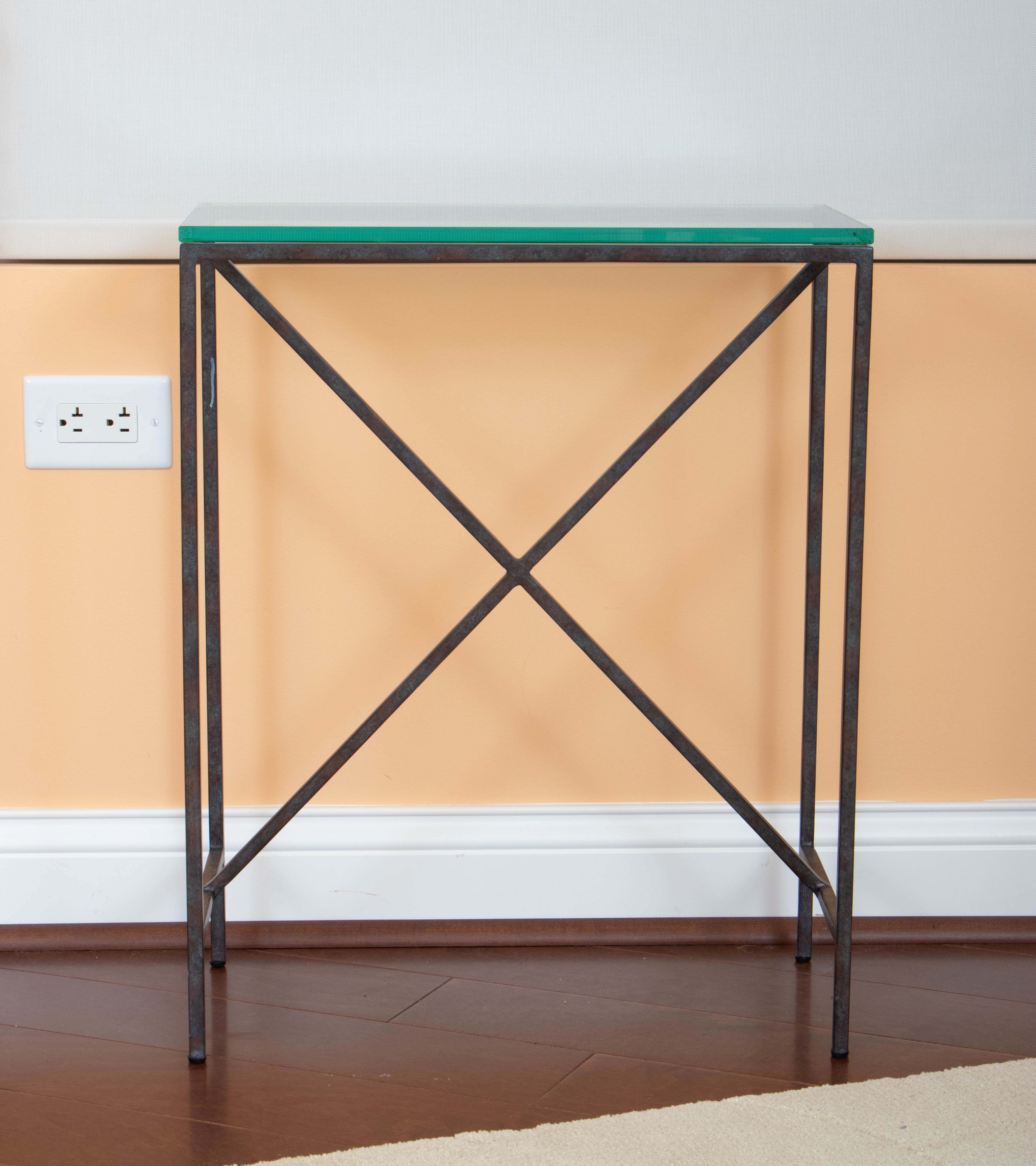 Pair of Modernist Style Glass and Metal Accent Tables