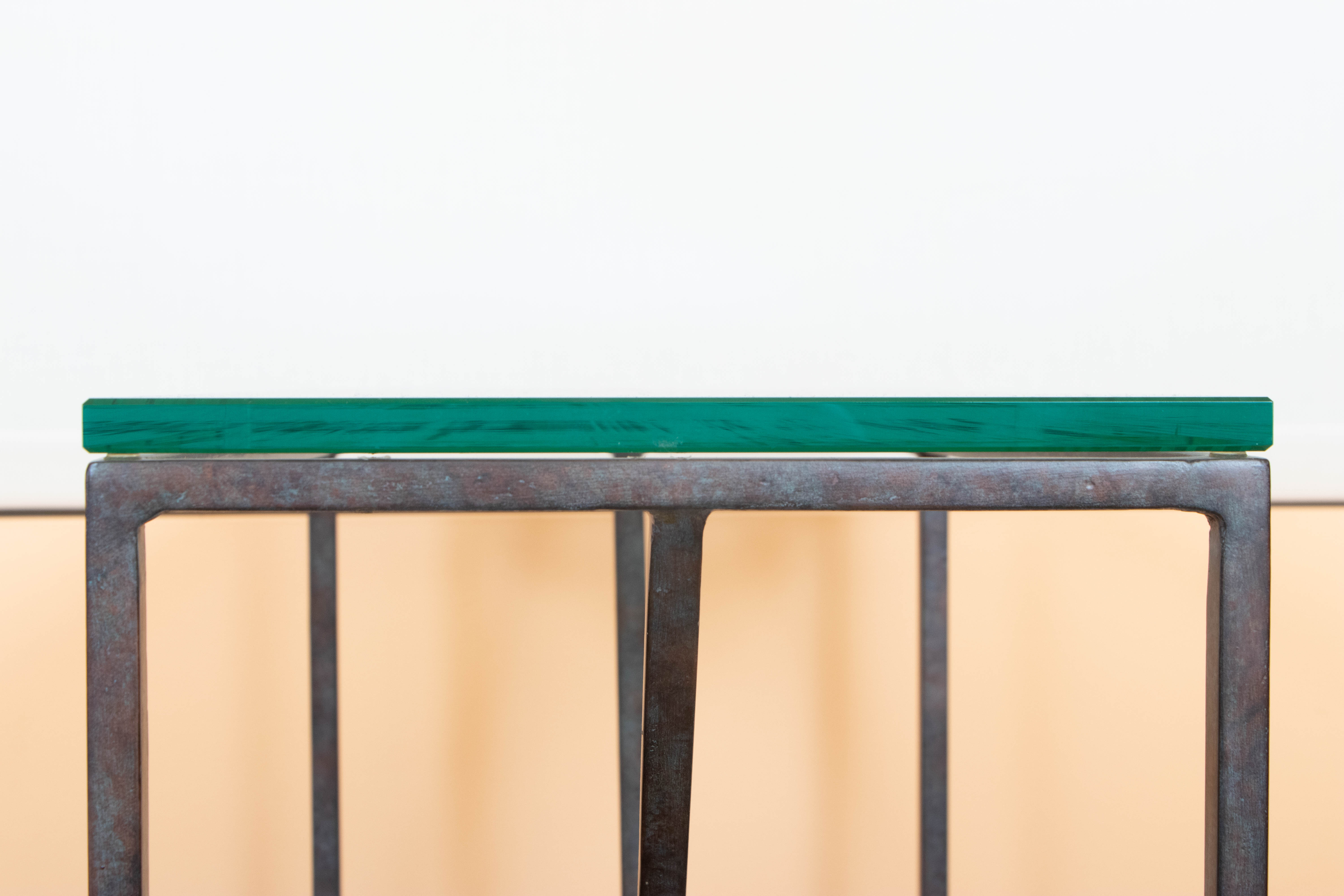 Pair of Modernist Style Glass and Metal Accent Tables