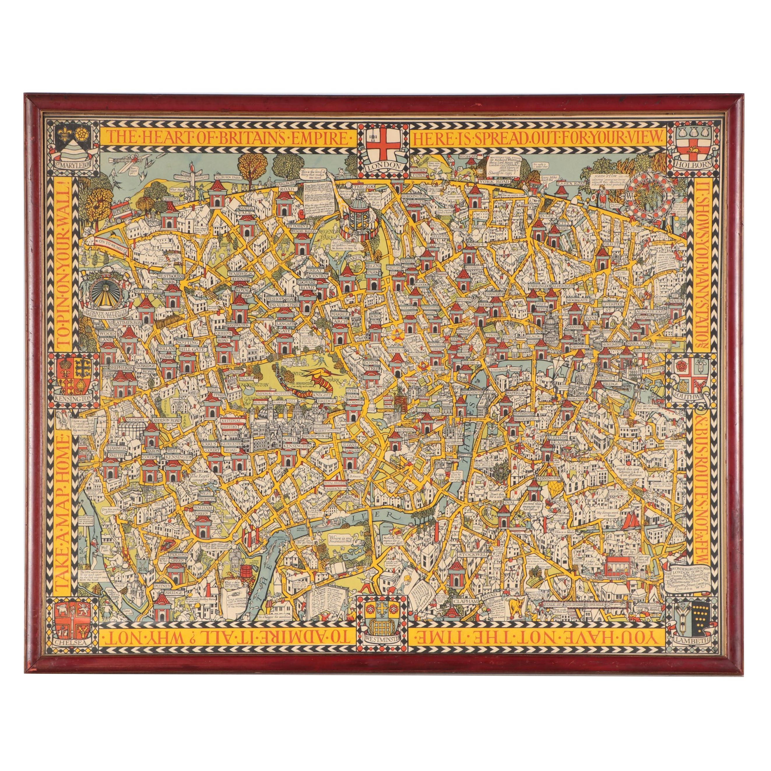 MacDonald Gill Map "The Wonderground Map of London Town"