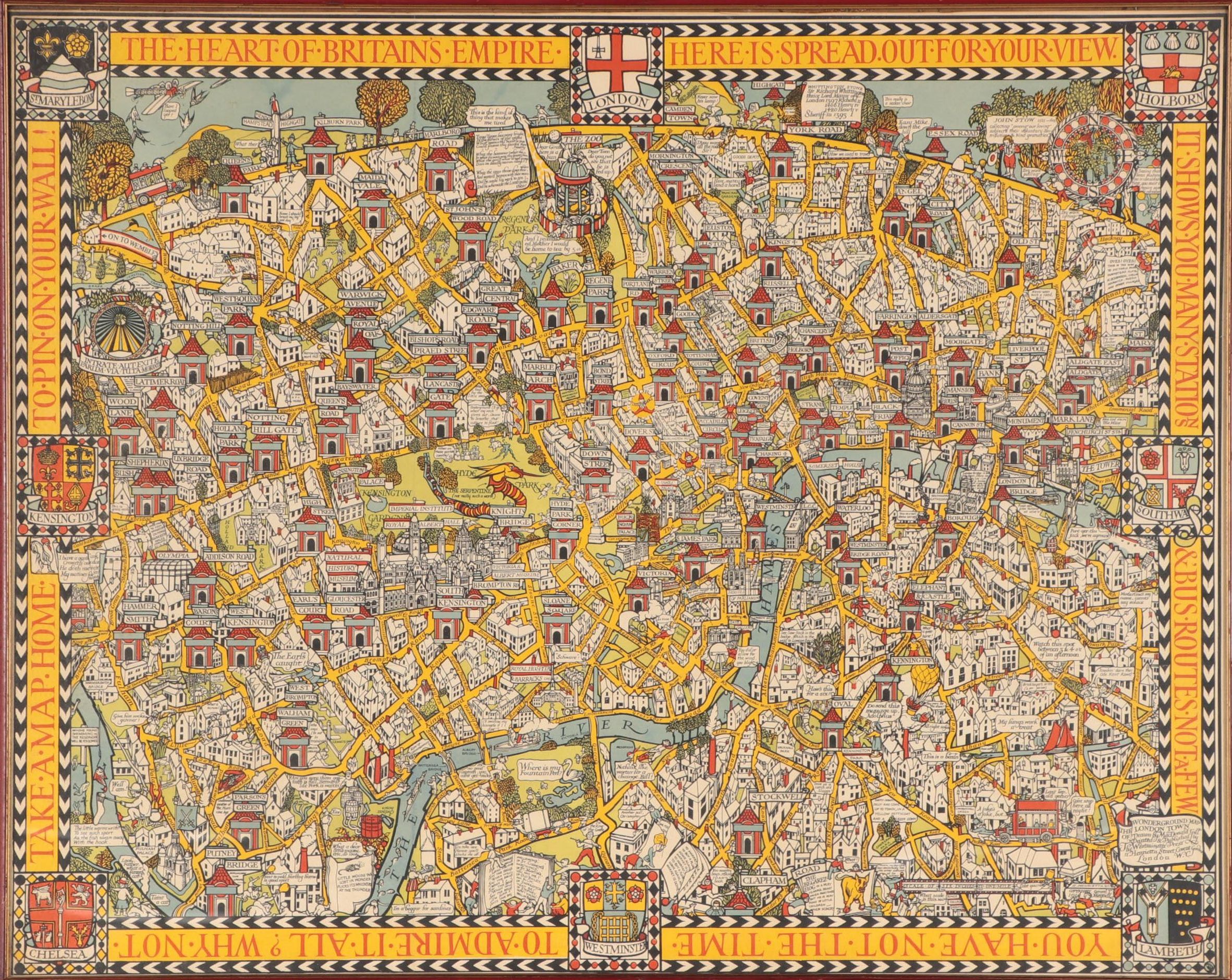 MacDonald Gill Map "The Wonderground Map of London Town"