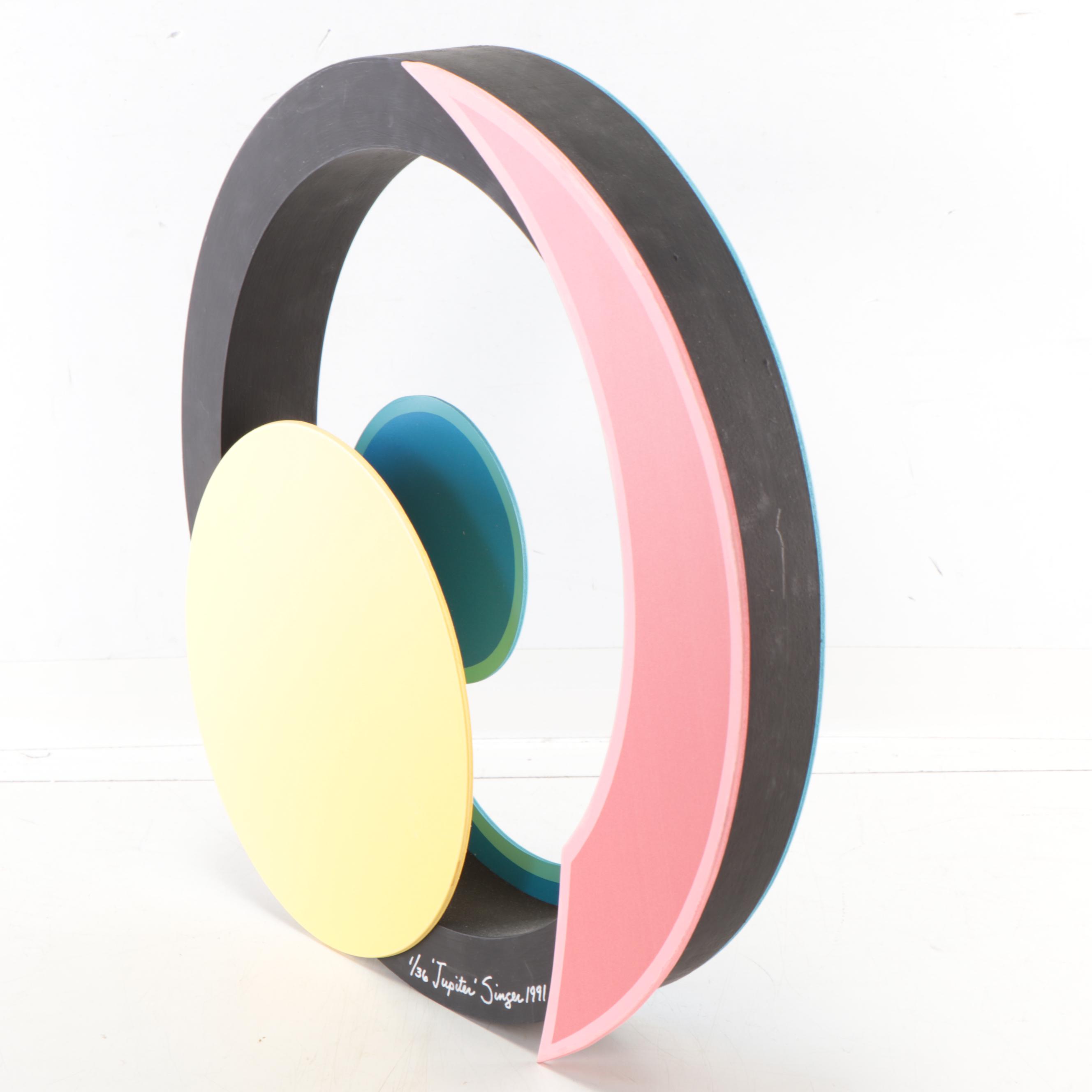 Clifford Singer Acrylic Painted Wood Sculpture "Jupiter," 1991