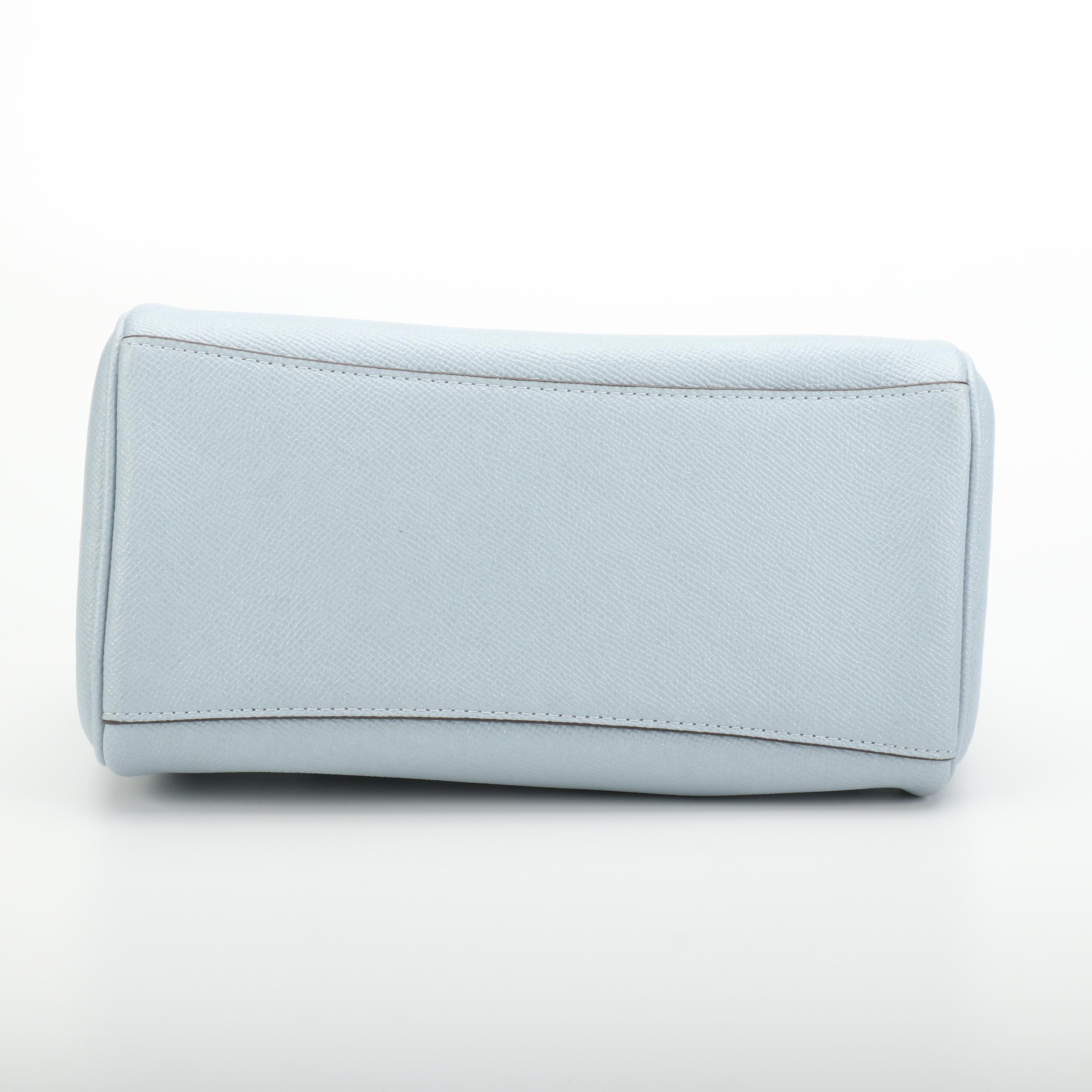 Coach Bennett Boston Bag in Shiny Light Blue Saffiano Leather