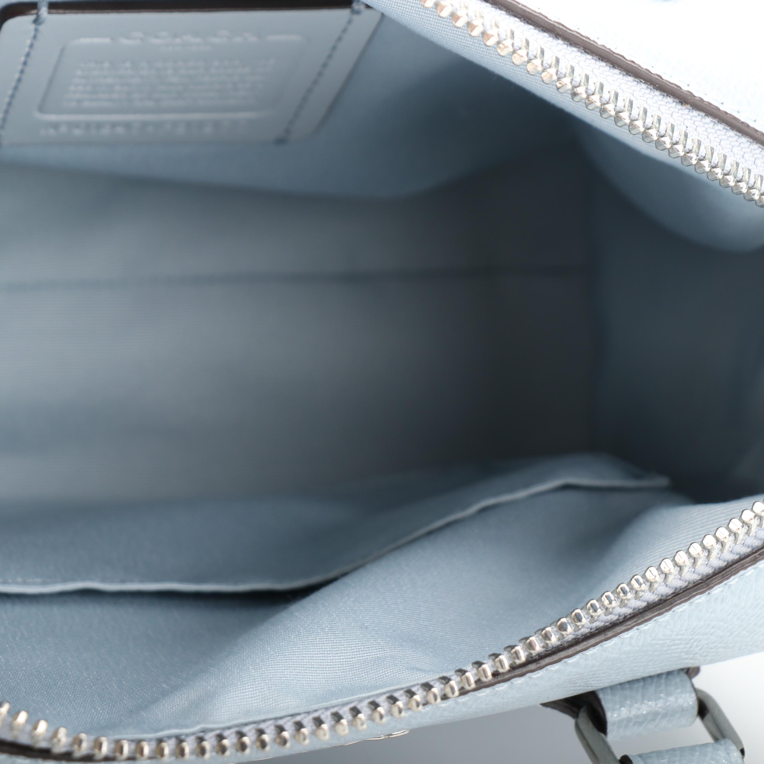 Coach Bennett Boston Bag in Shiny Light Blue Saffiano Leather