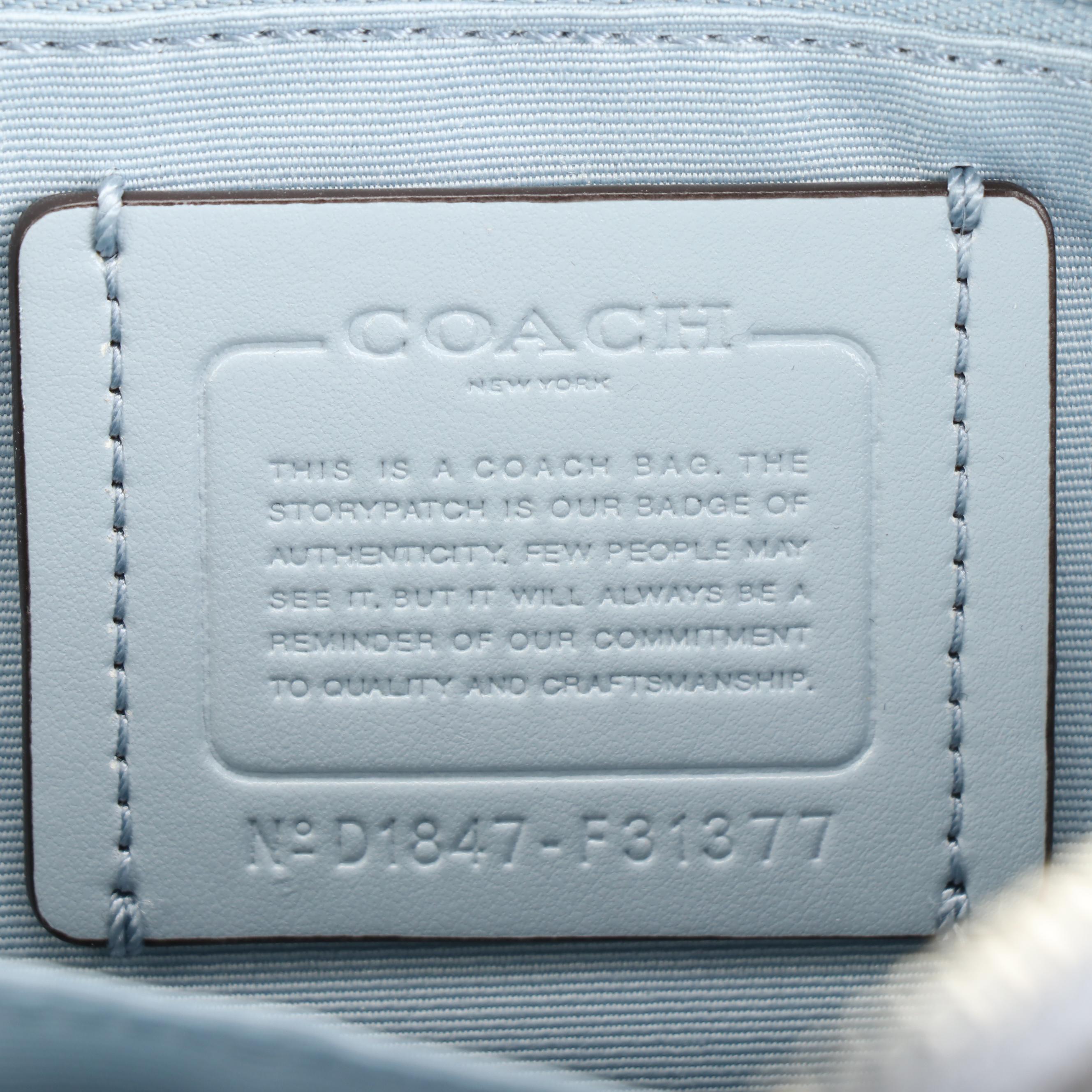 Coach Bennett Boston Bag in Shiny Light Blue Saffiano Leather