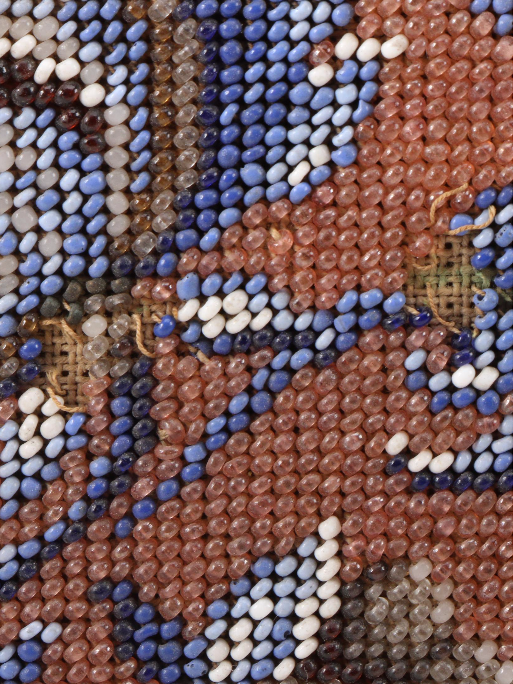 Victorian English Beadwork Wood Tea Tray, Mid to Late 19th Century