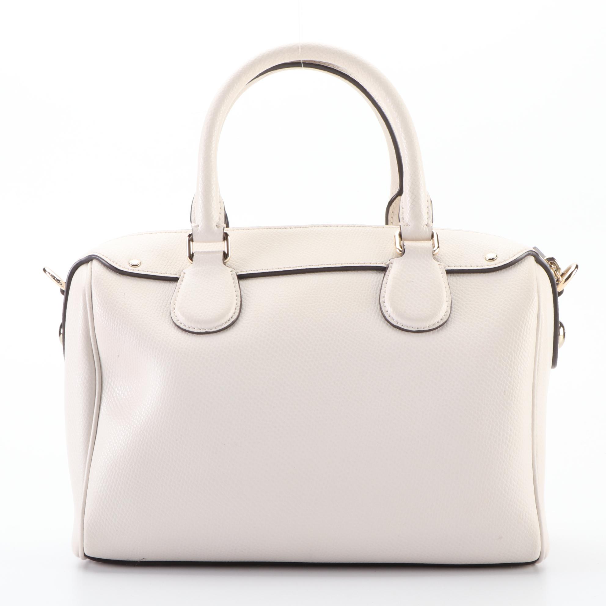 Coach Bennett Boston Bag in White Cross-Grain Leather