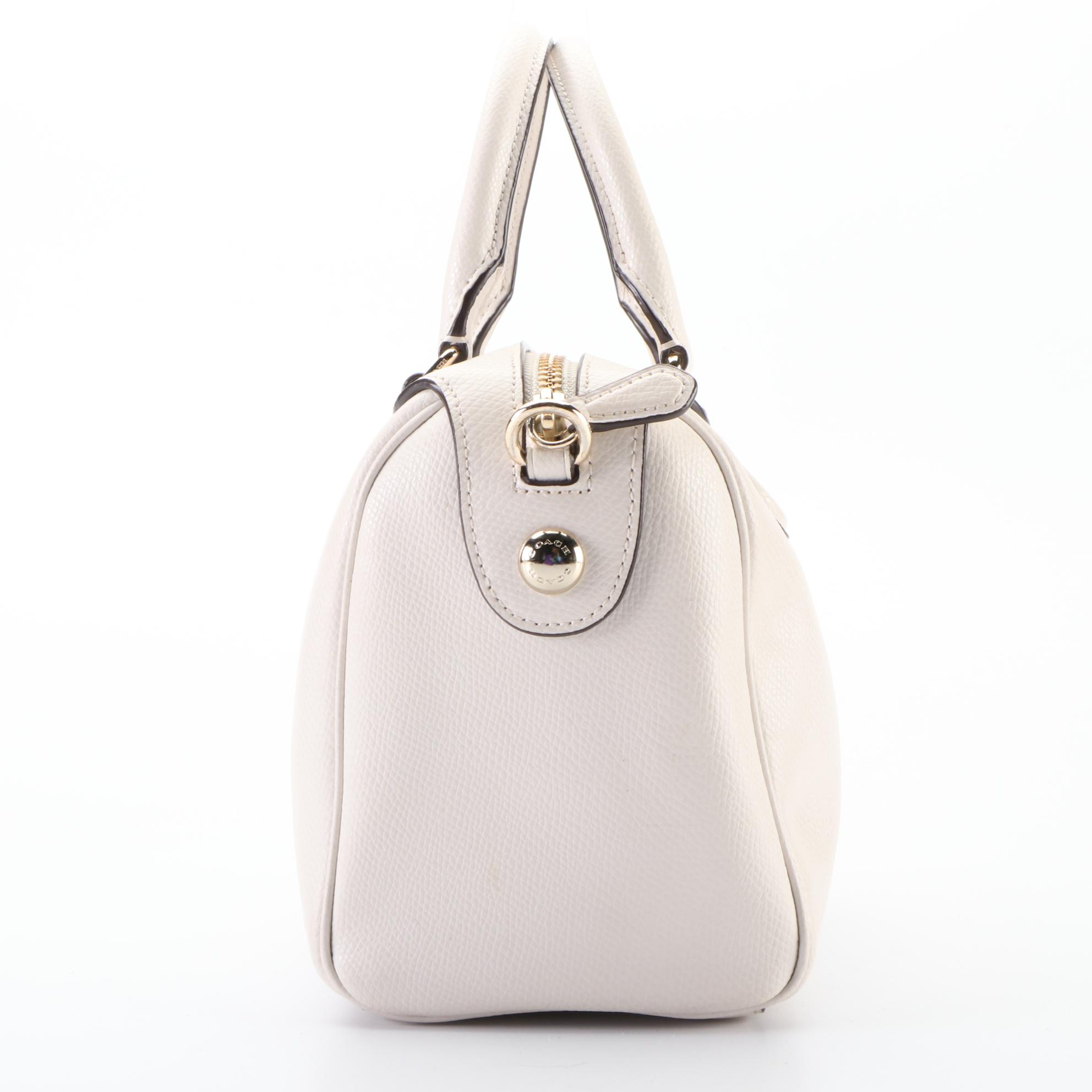 Coach Bennett Boston Bag in White Cross-Grain Leather