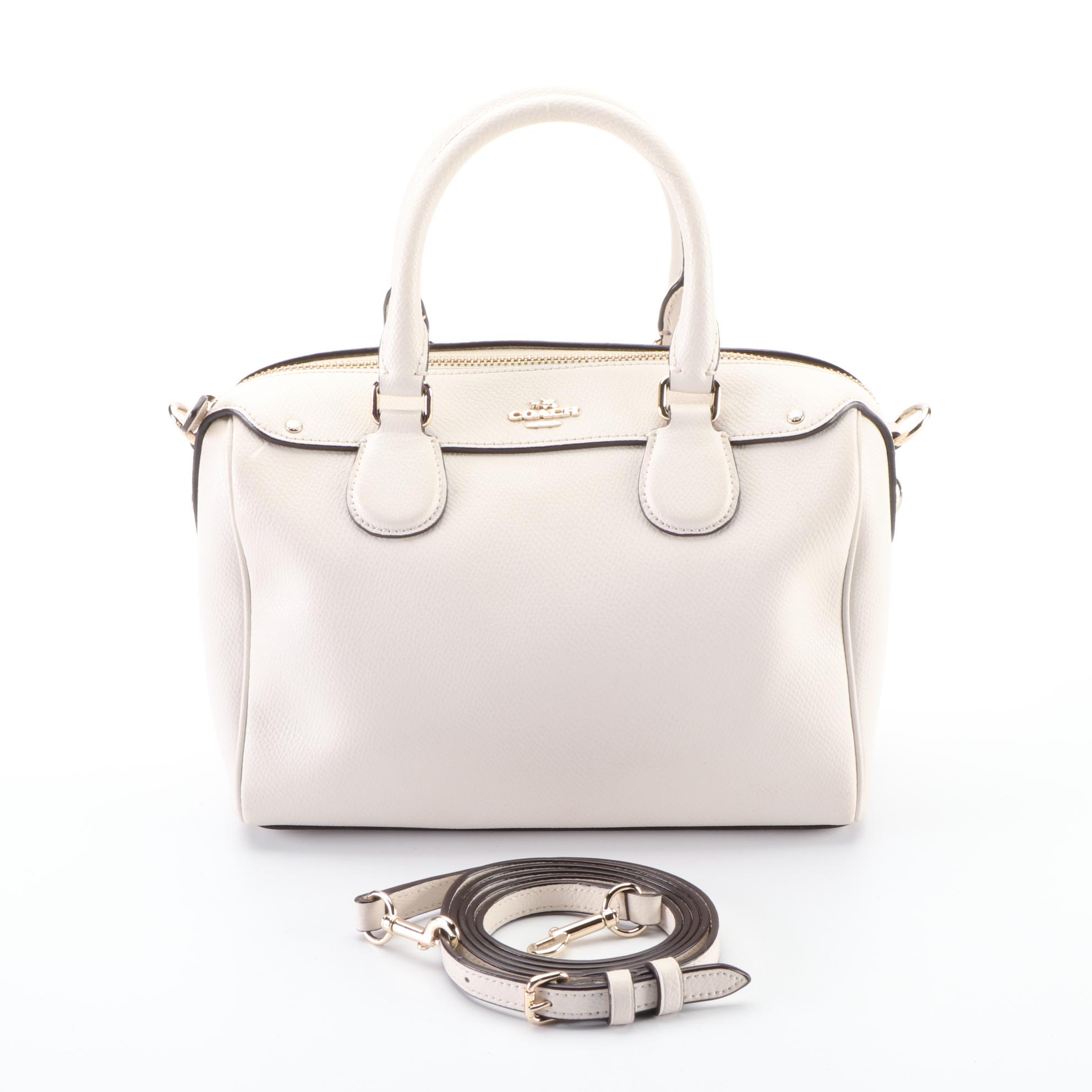 Coach Bennett Boston Bag in White Cross-Grain Leather