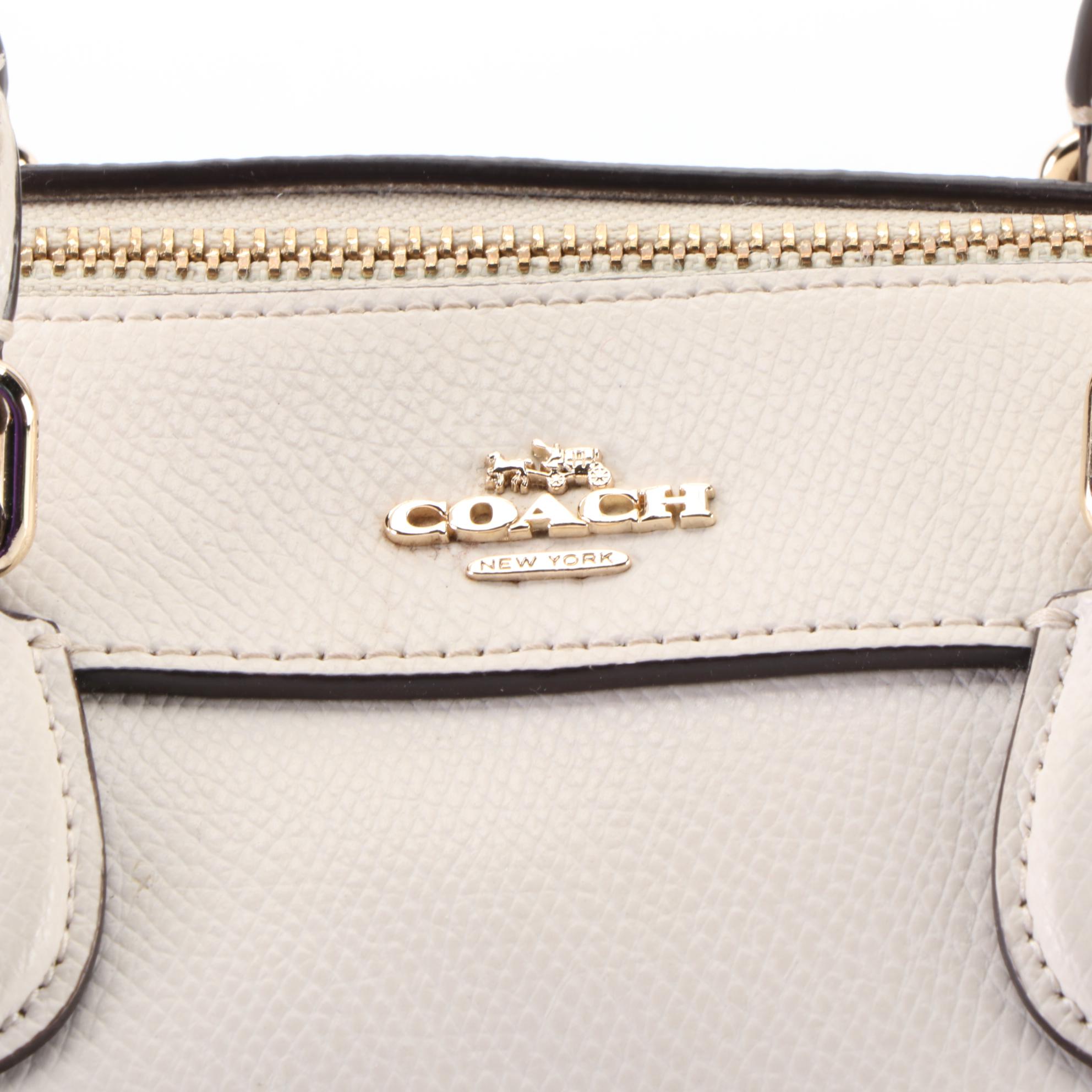 Coach Bennett Boston Bag in White Cross-Grain Leather