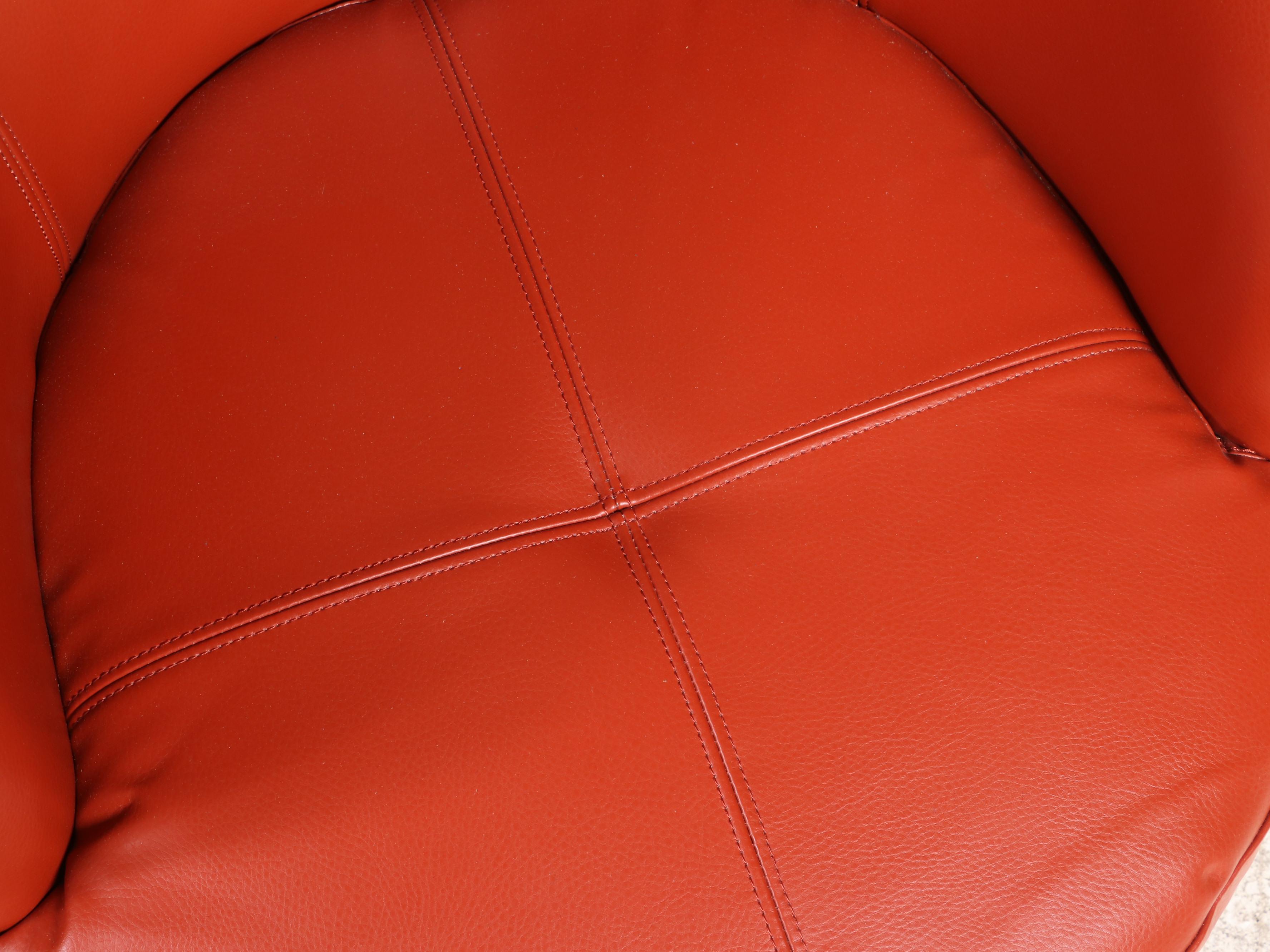 Modernist Style Faux-Leather Swivel Tub Chair