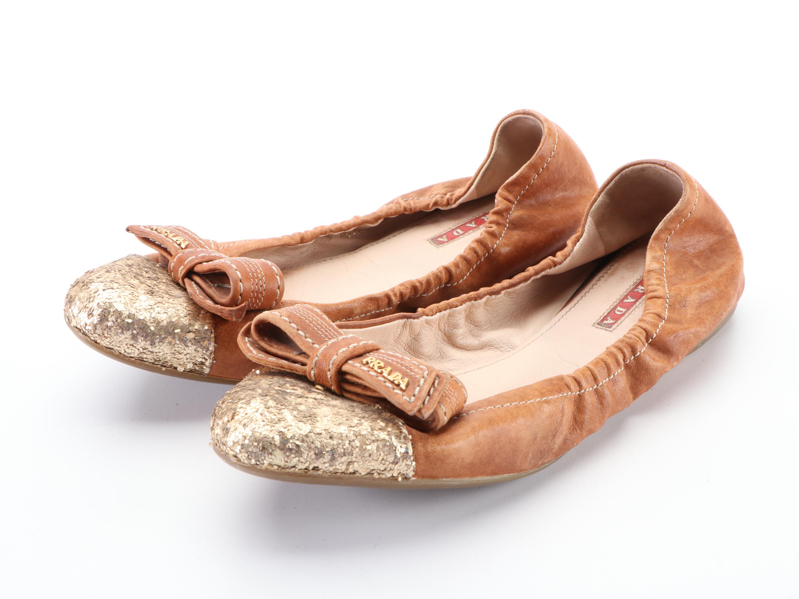 Prada Sport Skimmer Shoes with L.K. Bennett Poppy Bow Flats