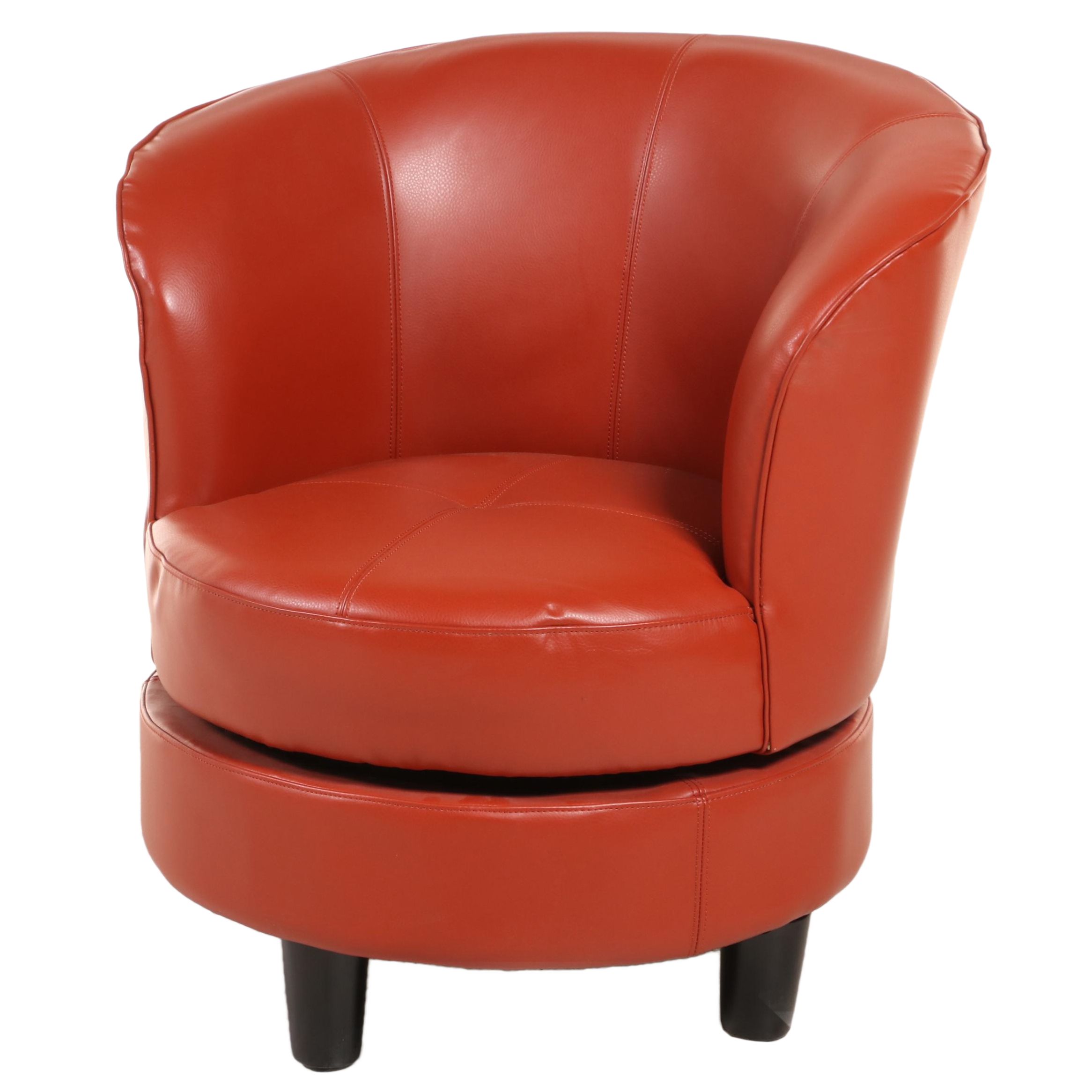 Modernist Style Faux-Leather Swivel Tub Chair