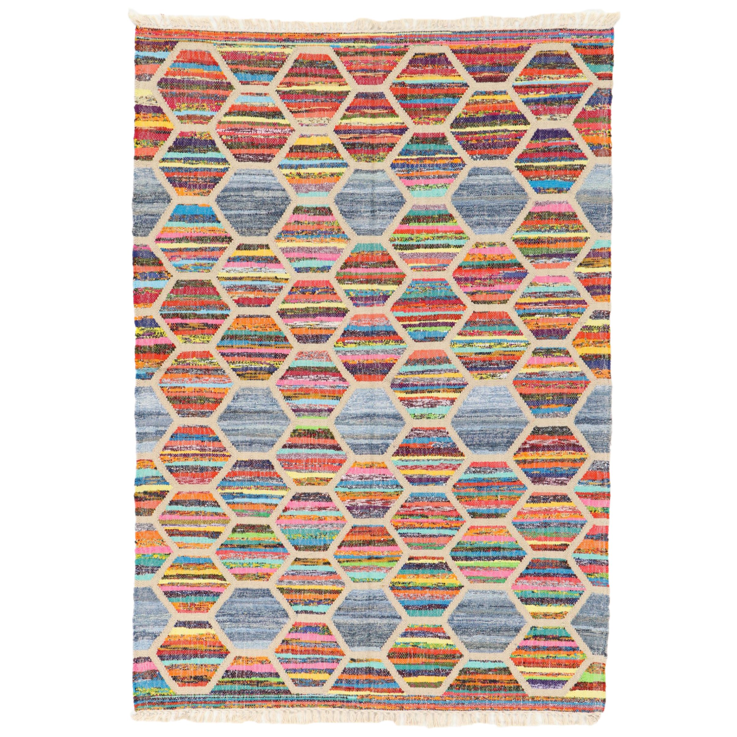 4'10 x 7'5 Handwoven Indian Rag Rug Area Rug
