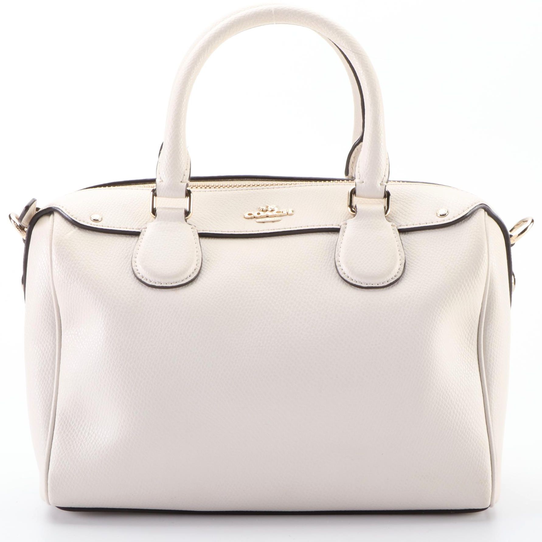 Coach Bennett Boston Bag in White Cross-Grain Leather