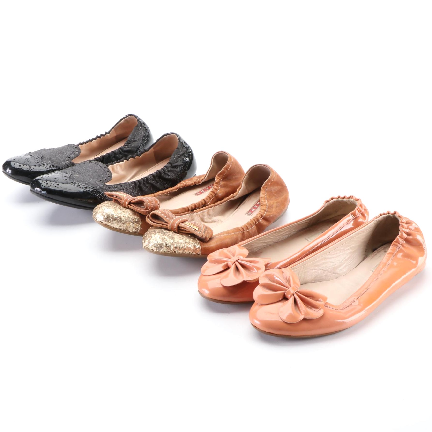 Prada Sport Skimmer Shoes with L.K. Bennett Poppy Bow Flats