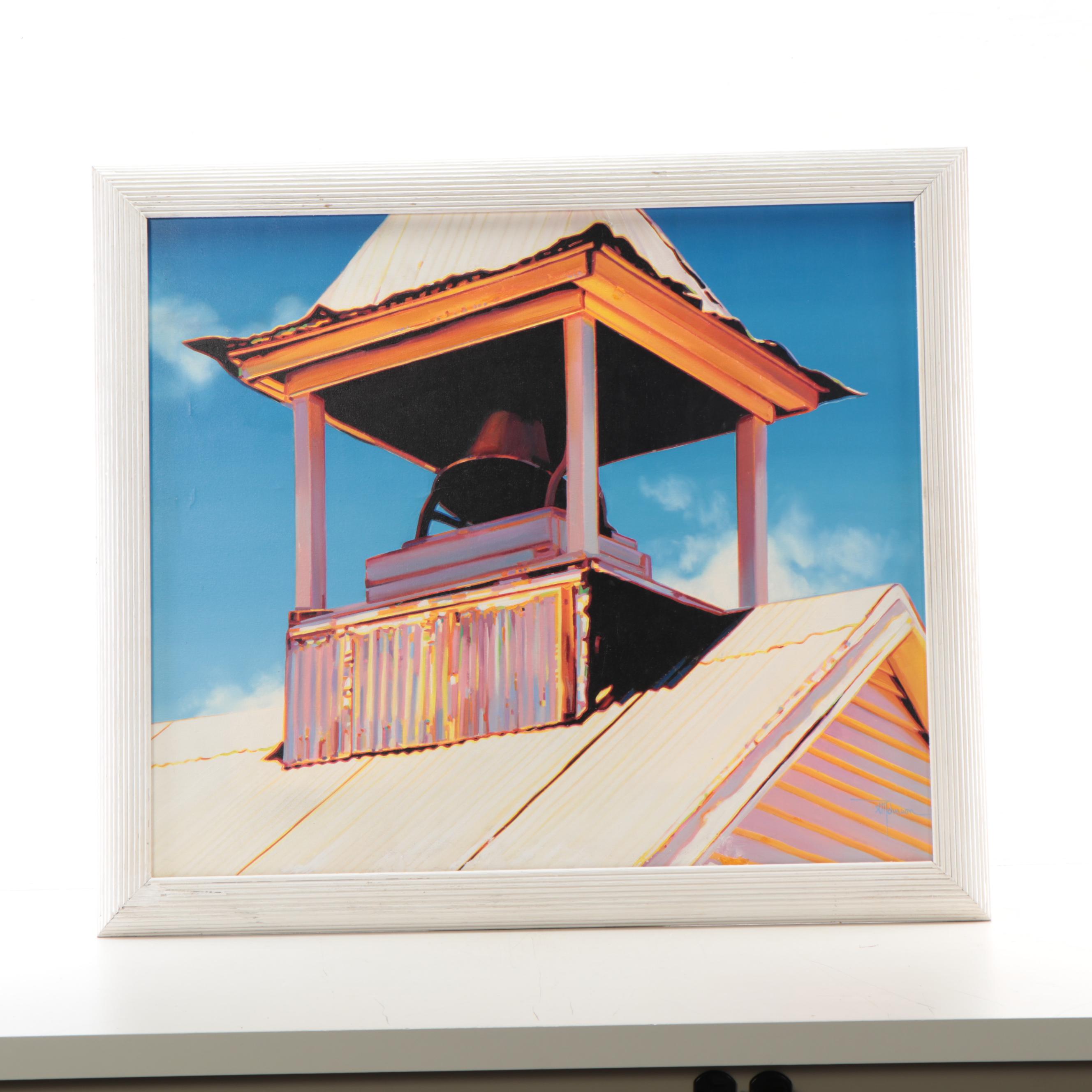 A. Johnson Oil Painting of Bell Tower