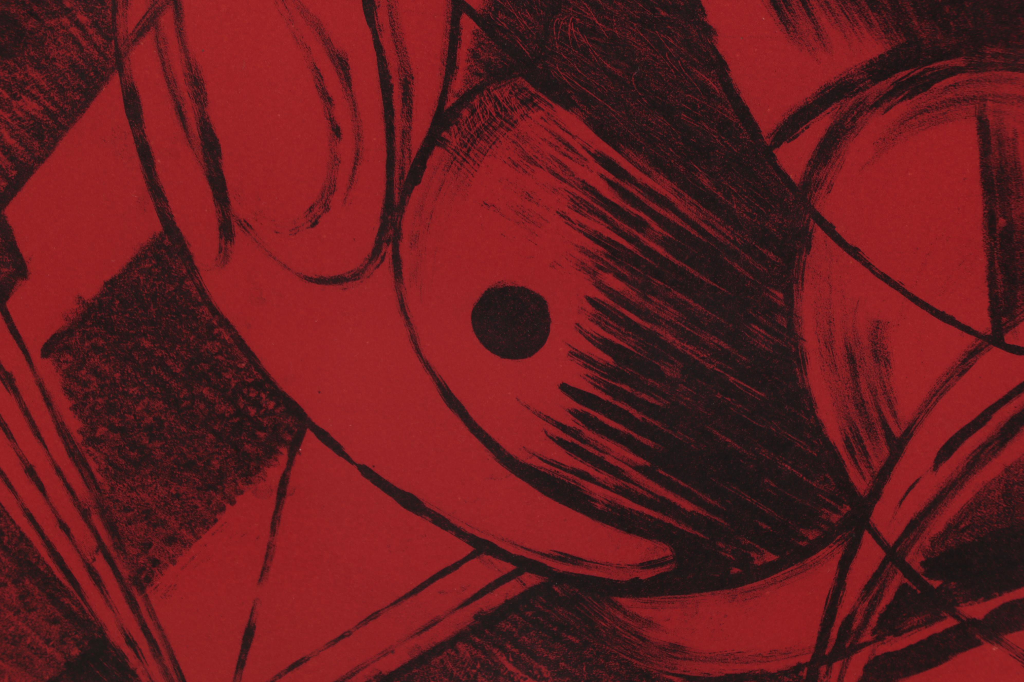 Arthur Helwig Abstract Cubist-Style Color Lithograph