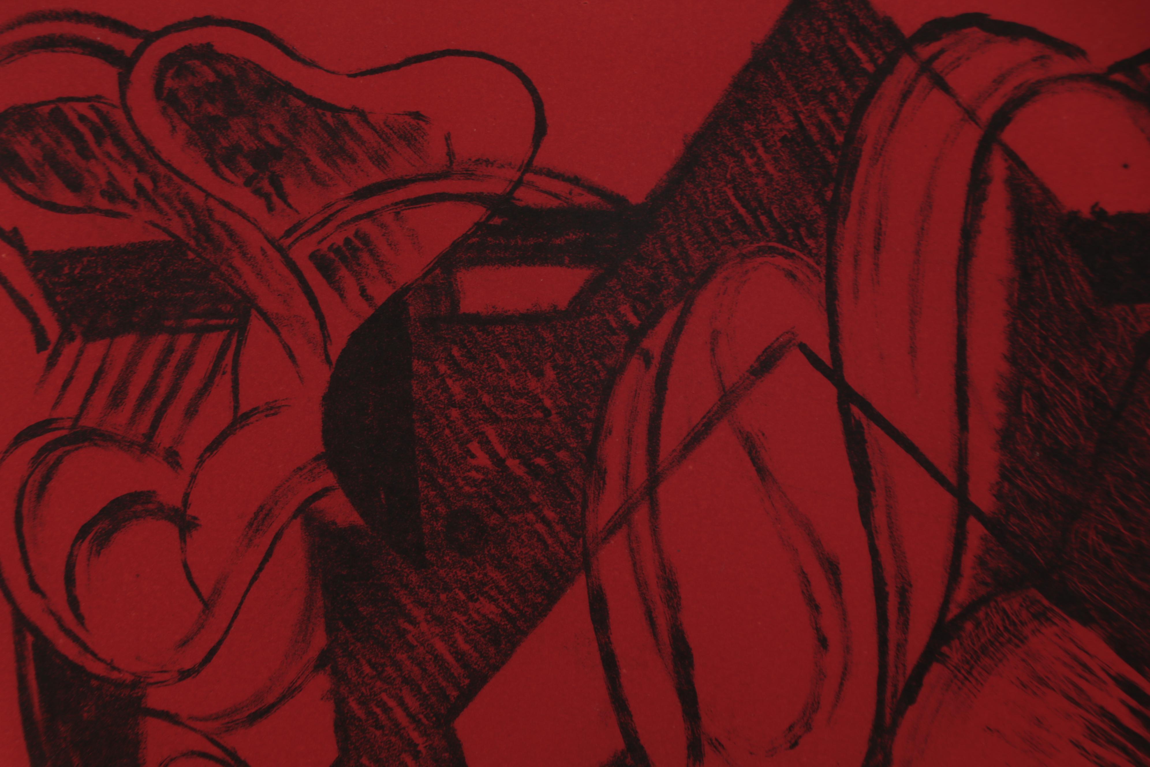 Arthur Helwig Abstract Cubist-Style Color Lithograph