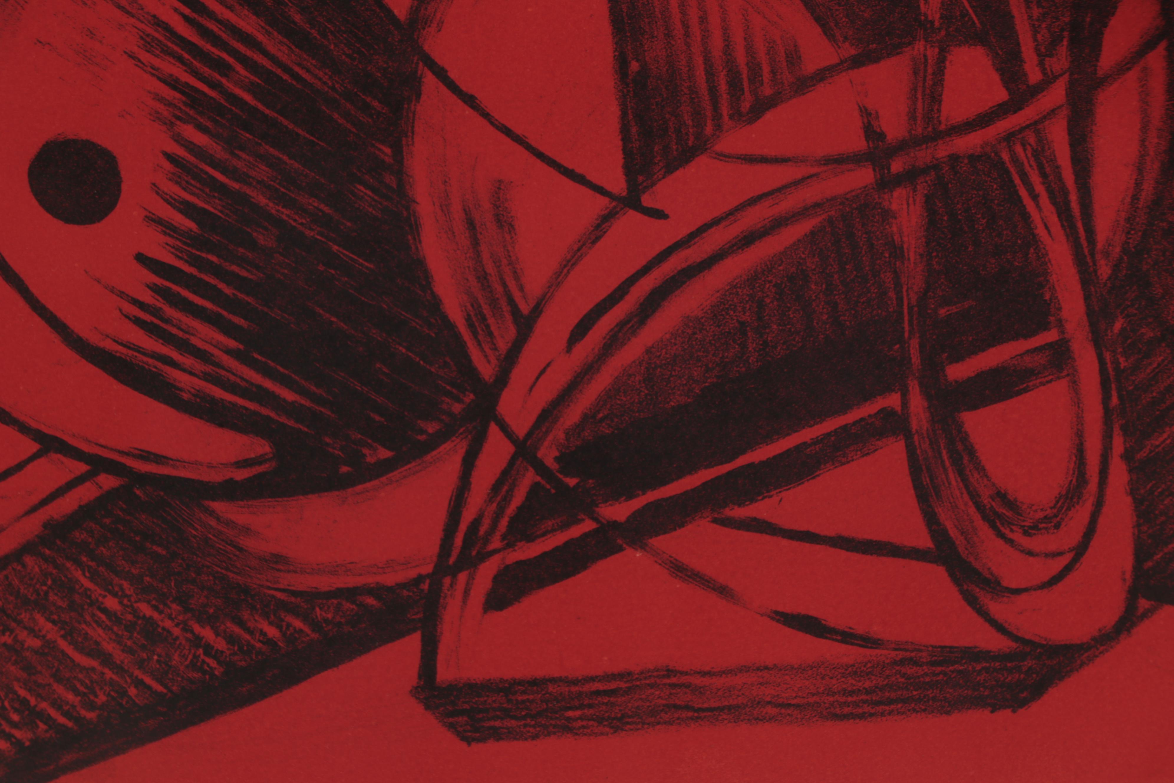 Arthur Helwig Abstract Cubist-Style Color Lithograph