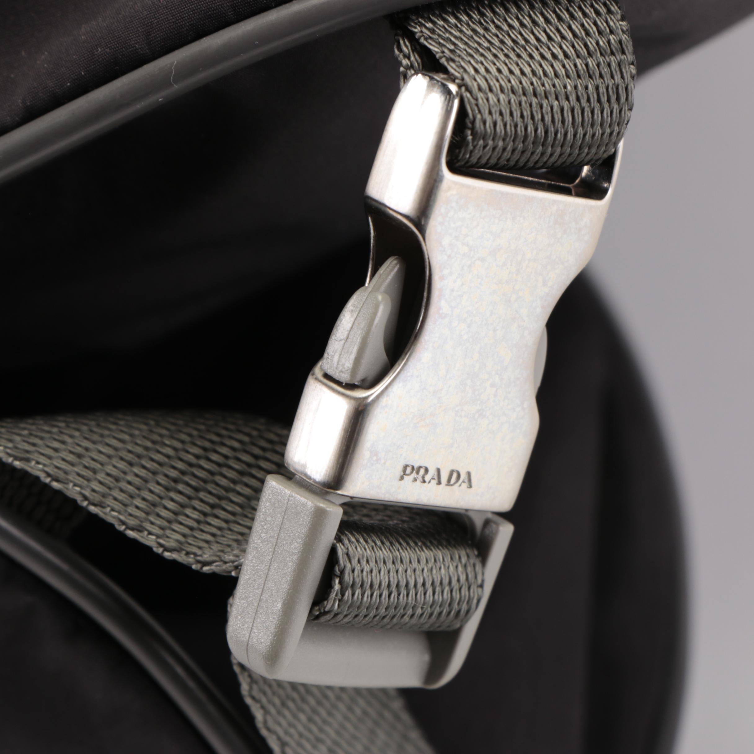 Prada Sport Zip Dual-Compartment Shoulder Bag in Black Lightweight Tech Canvas