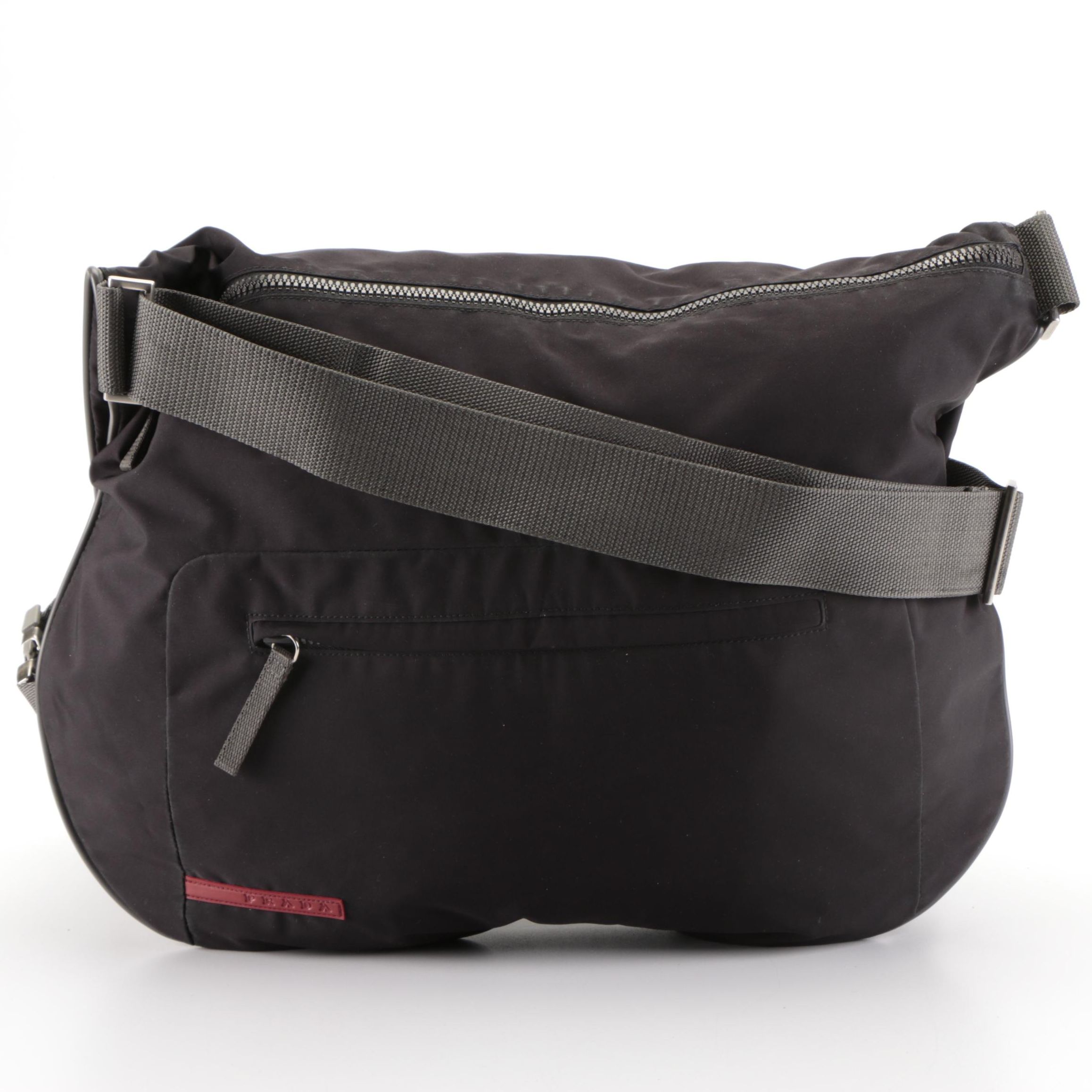 Prada Sport Zip Dual-Compartment Shoulder Bag in Black Lightweight Tech Canvas
