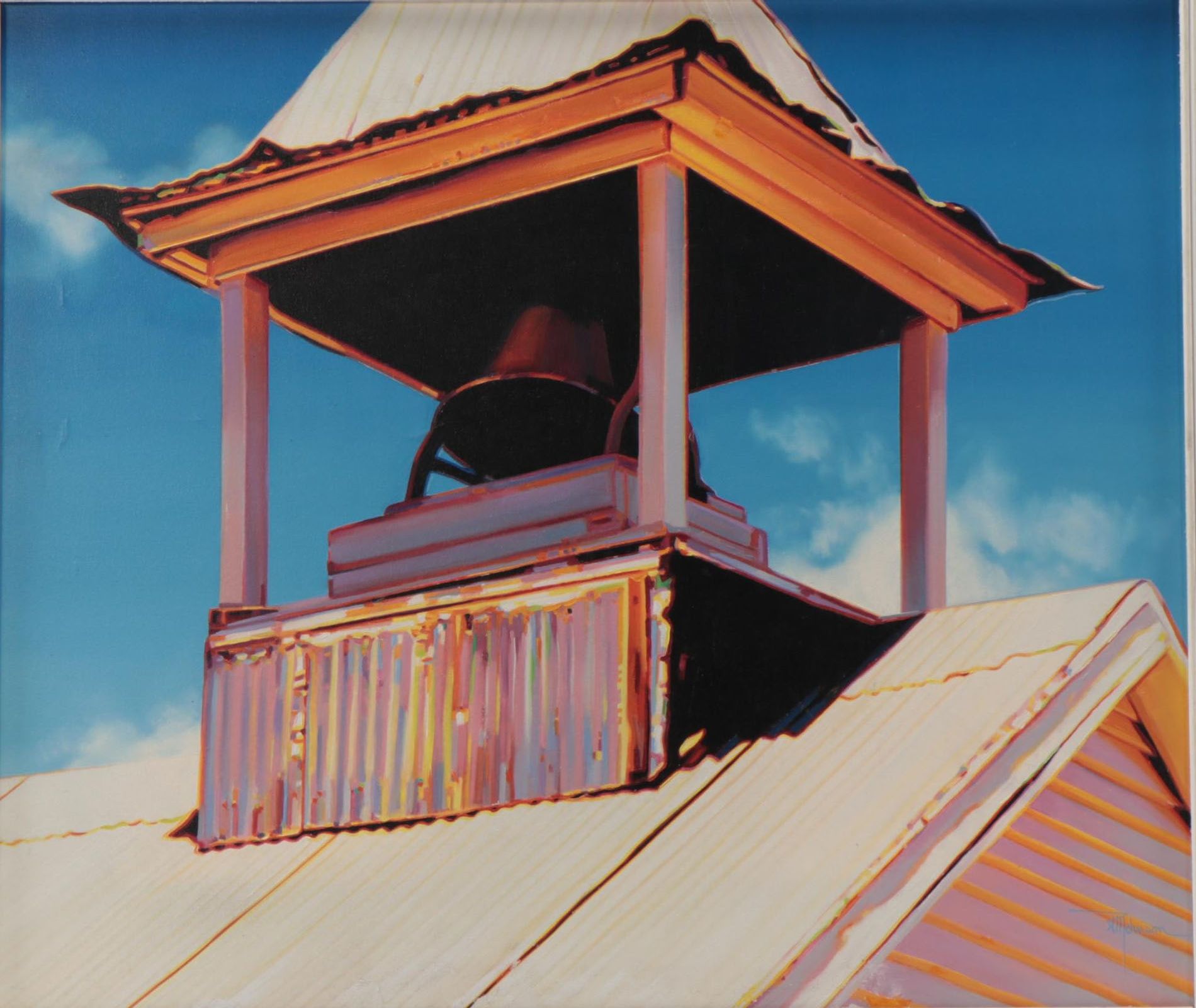 A. Johnson Oil Painting of Bell Tower