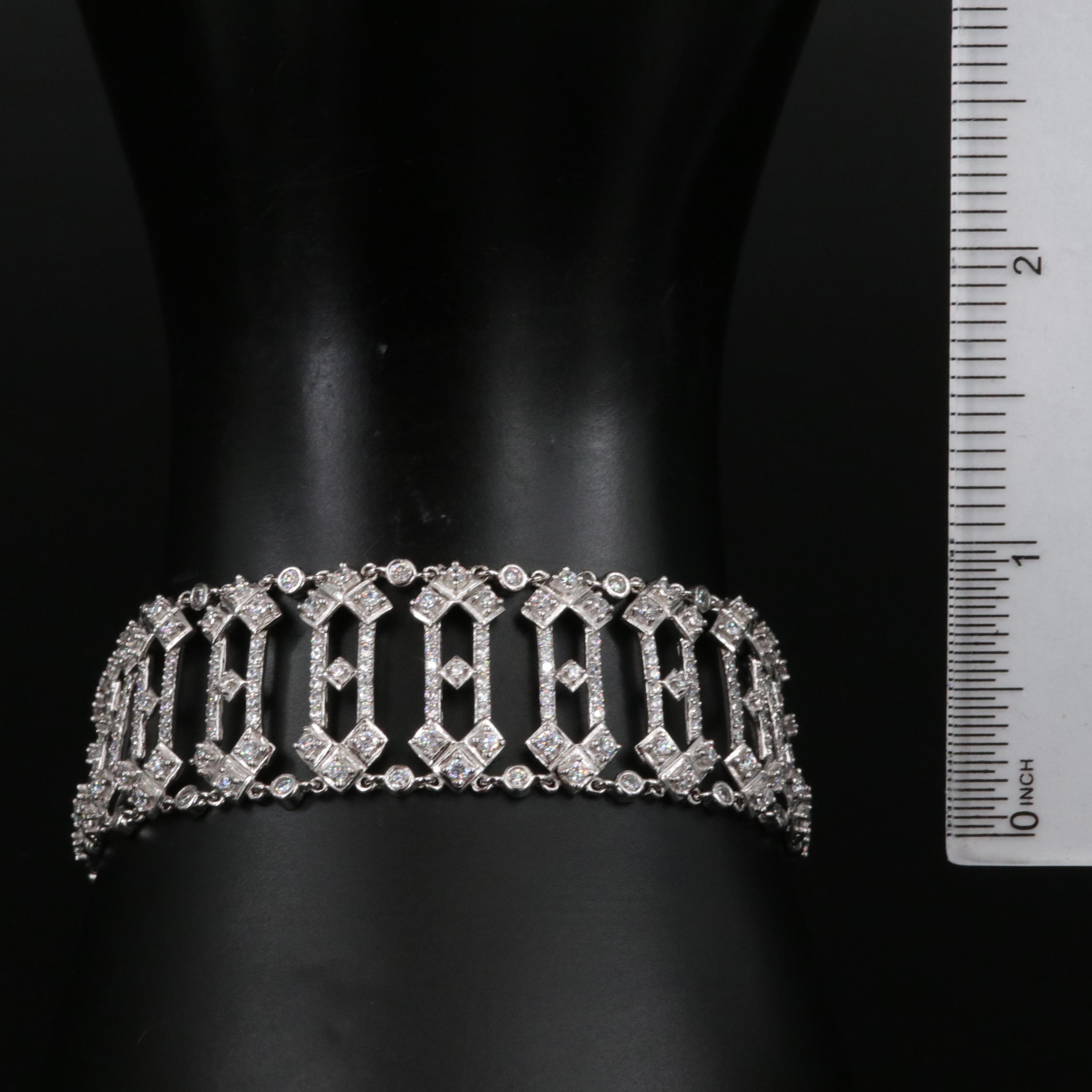 Sterling Cubic Zirconia Openwork Bracelet