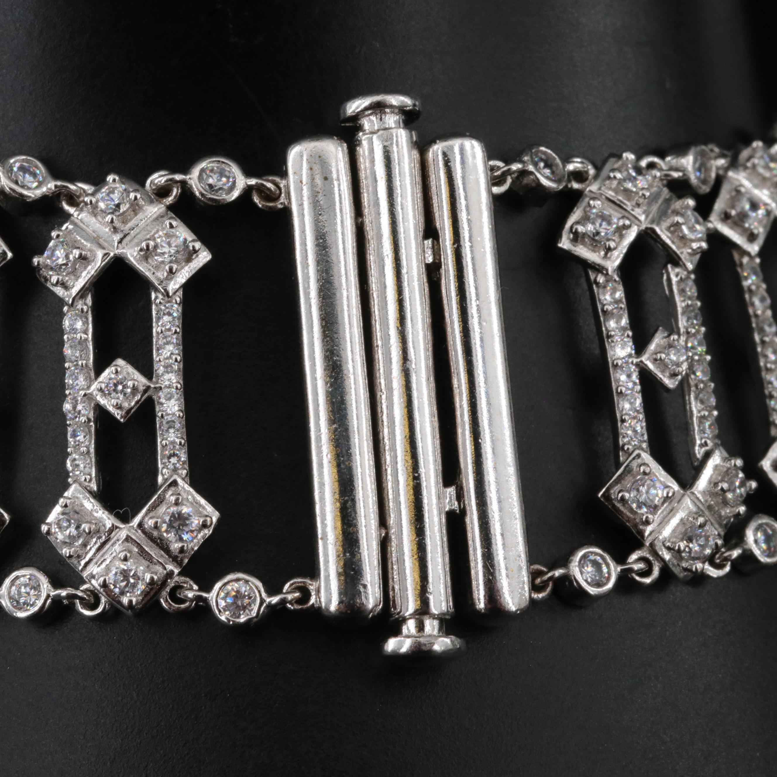 Sterling Cubic Zirconia Openwork Bracelet