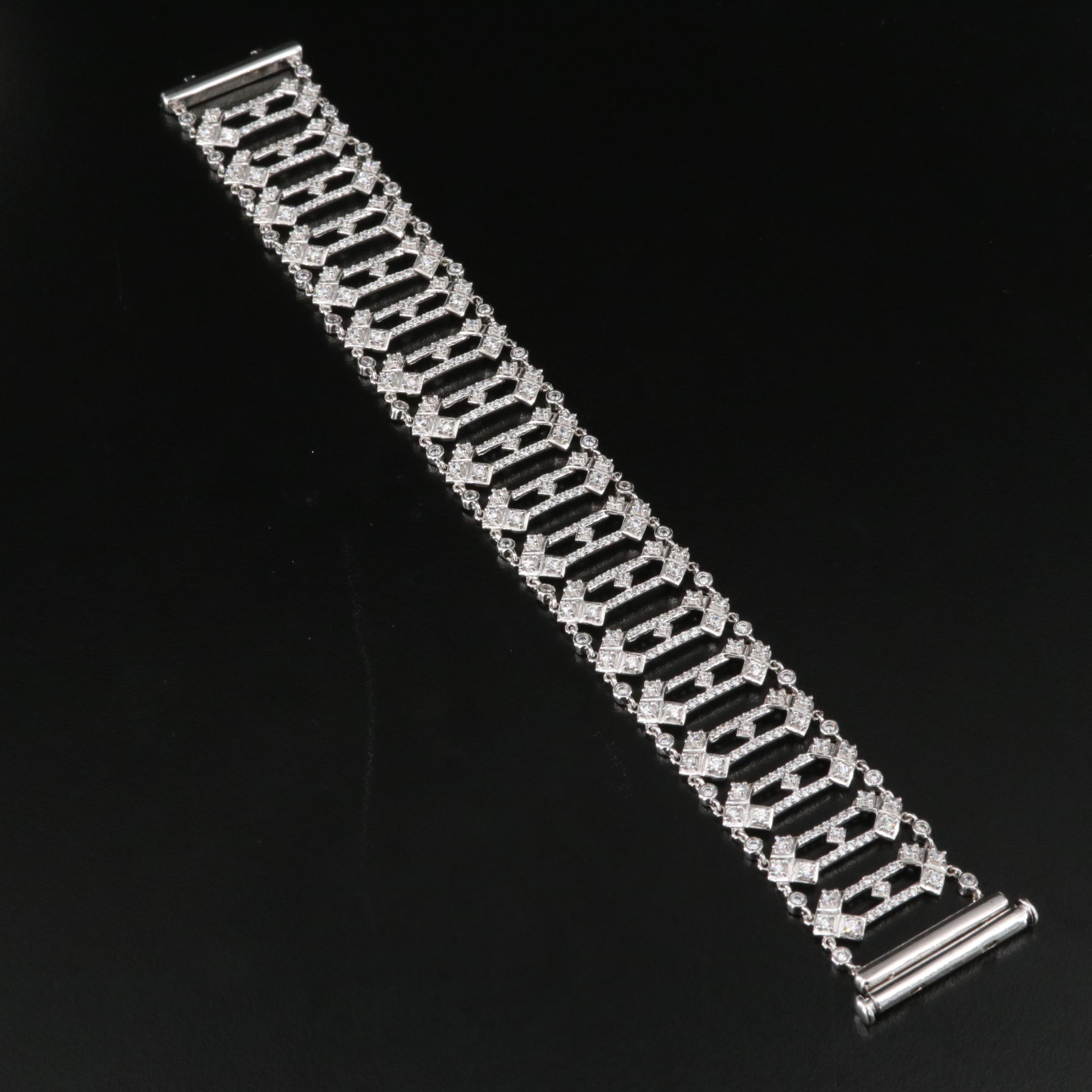 Sterling Cubic Zirconia Openwork Bracelet