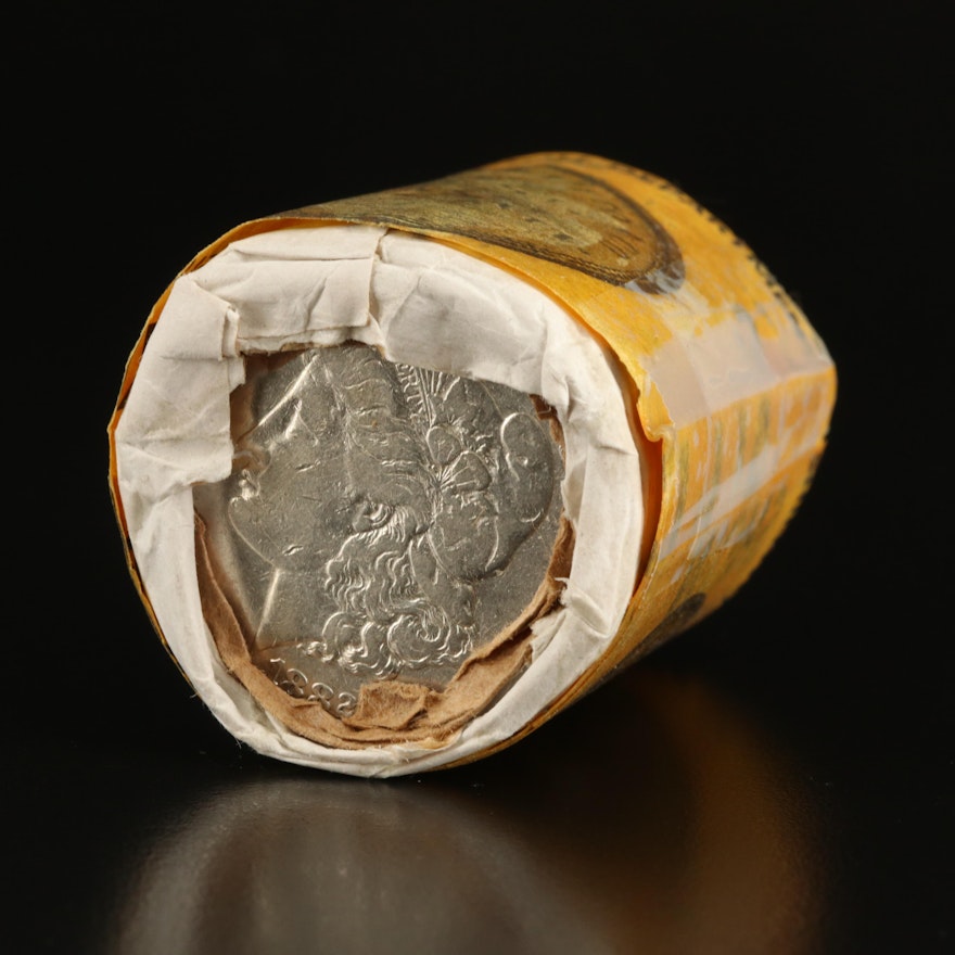 Roll of Silver Morgan Dollars Including 1882