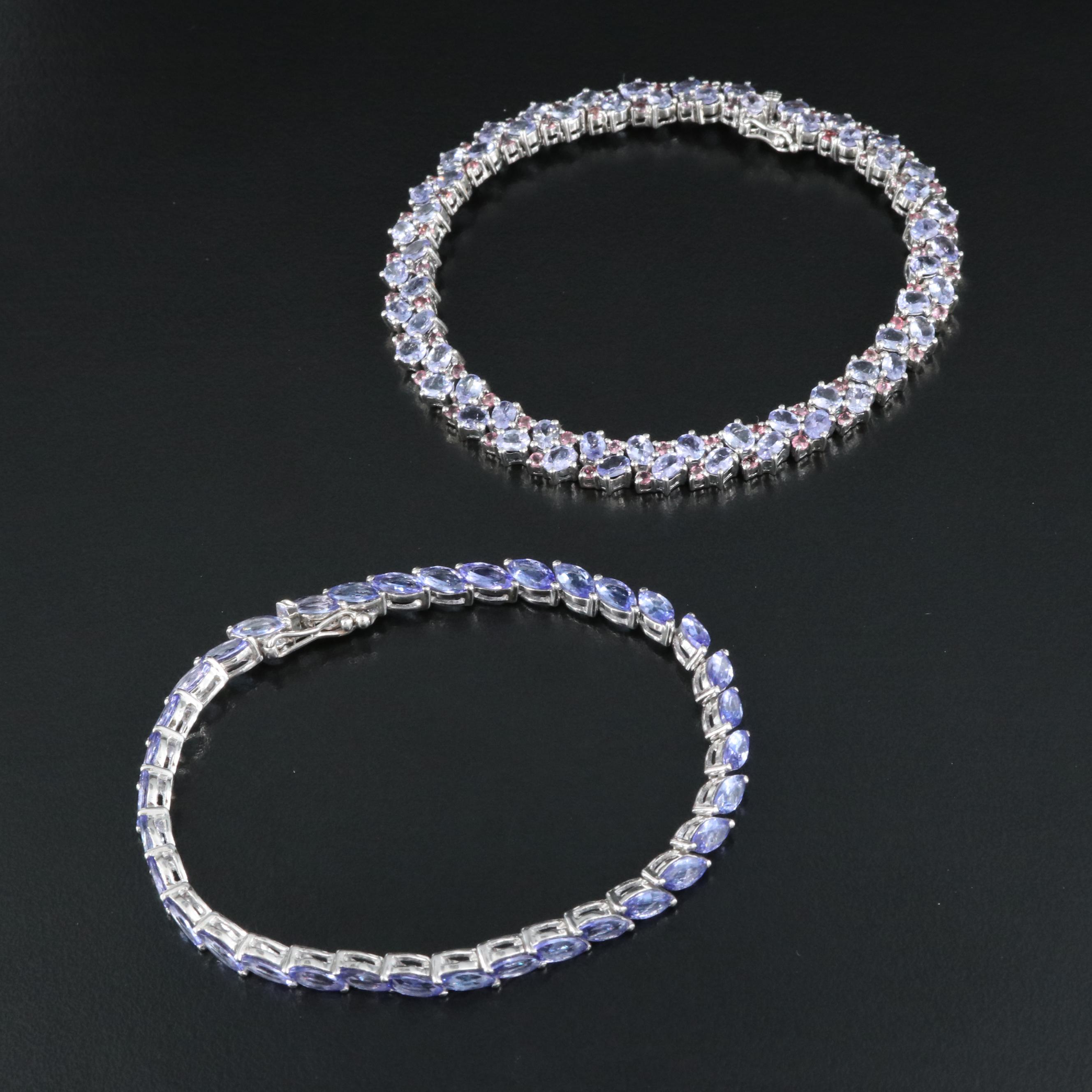 Sterling Tanzanite and Cubic Zirconia Bracelets