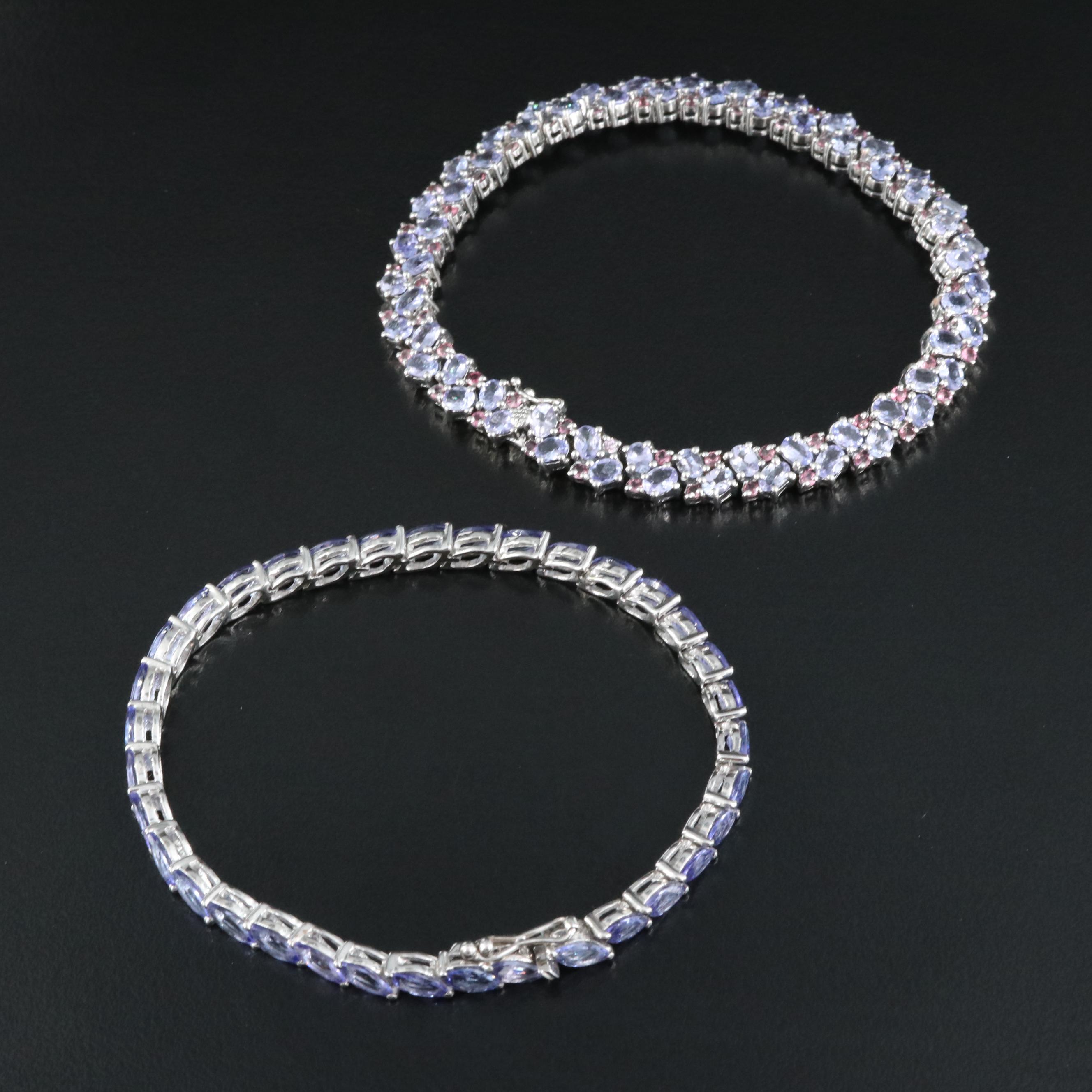 Sterling Tanzanite and Cubic Zirconia Bracelets
