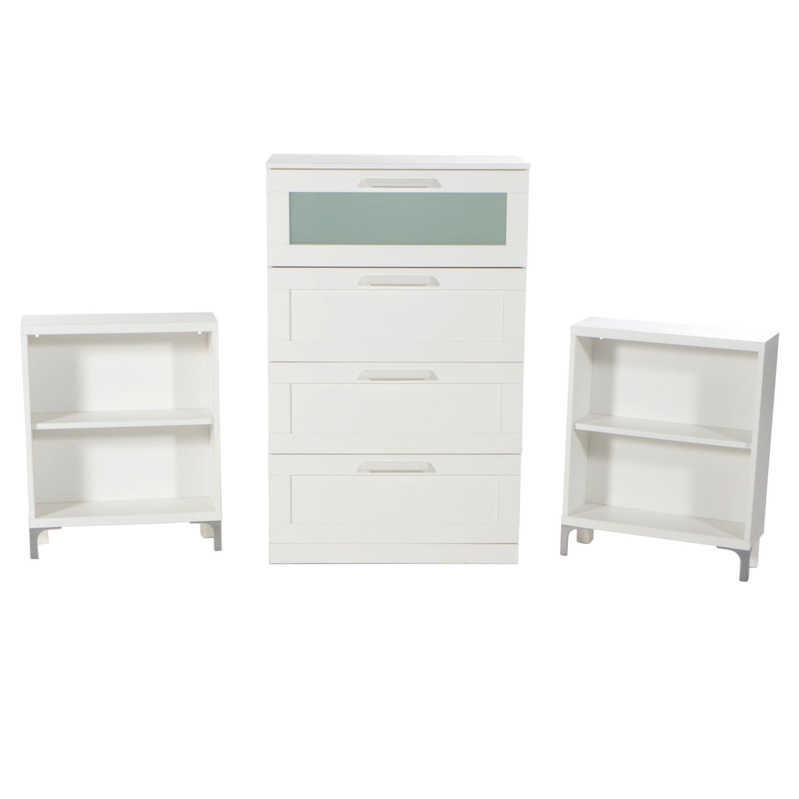 IKEA "Brimnes" Four-Drawer Chest Plus Two IKEA "Besta" Bookcases