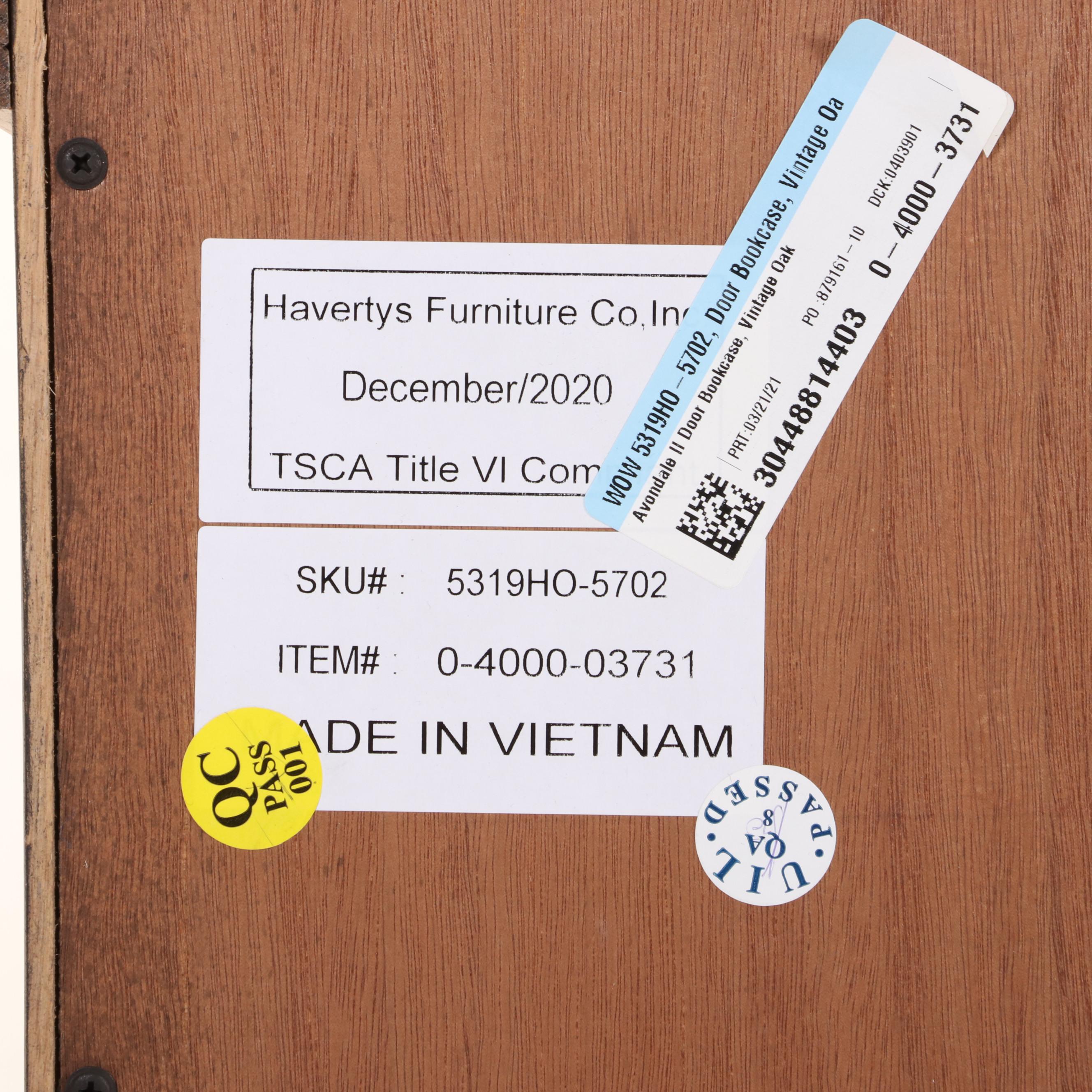 Havertys "Avondale II" Oak and Ash Bookcase with Doors