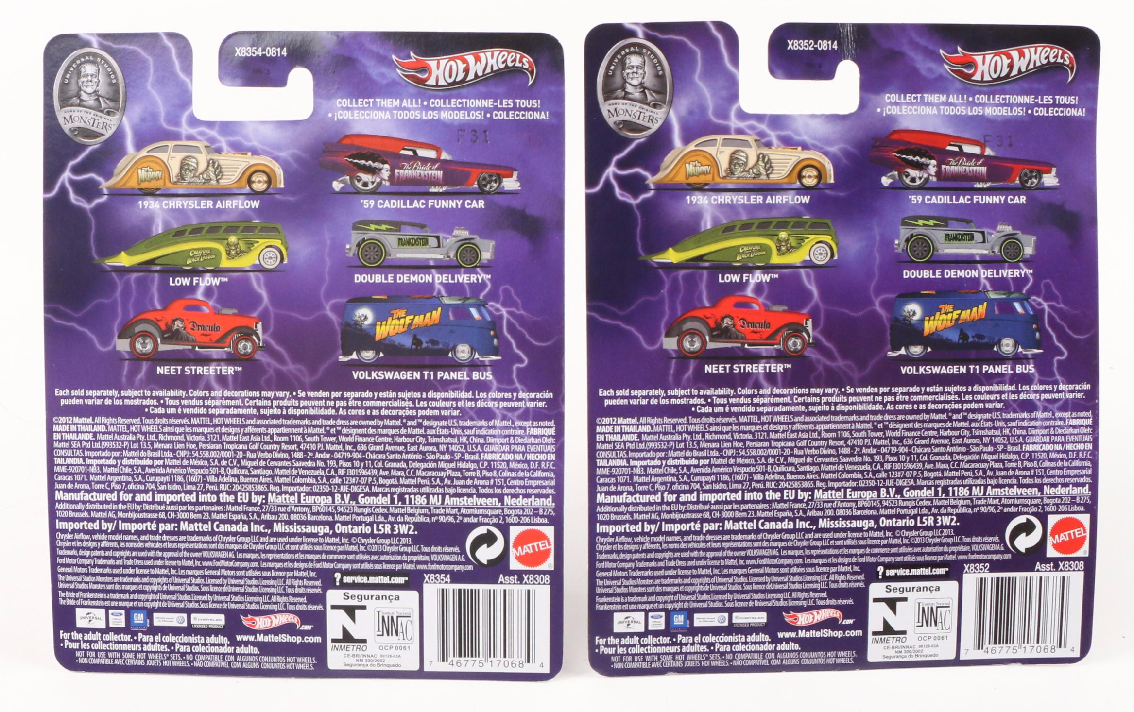 Hot Wheels Frankenstein, Dracula, The Mummy, Other Monsters 1:64 Diecast Cars