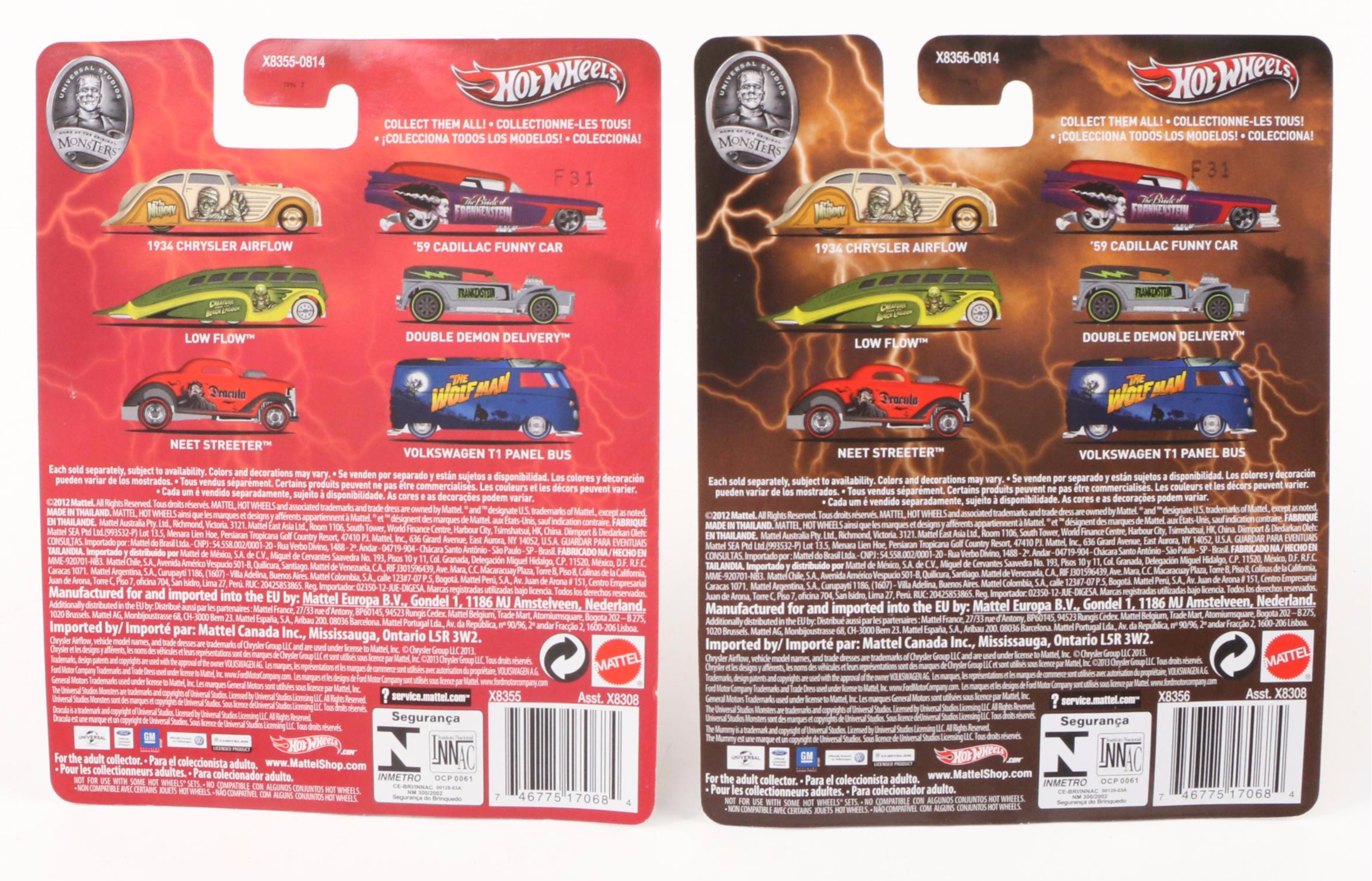 Hot Wheels Frankenstein, Dracula, The Mummy, Other Monsters 1:64 Diecast Cars