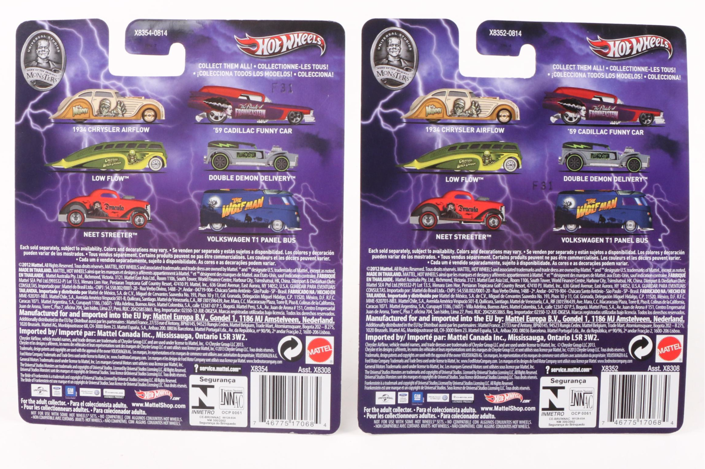 Hot Wheels Frankenstein, Dracula, The Mummy, Other Monsters 1:64 Diecast Cars