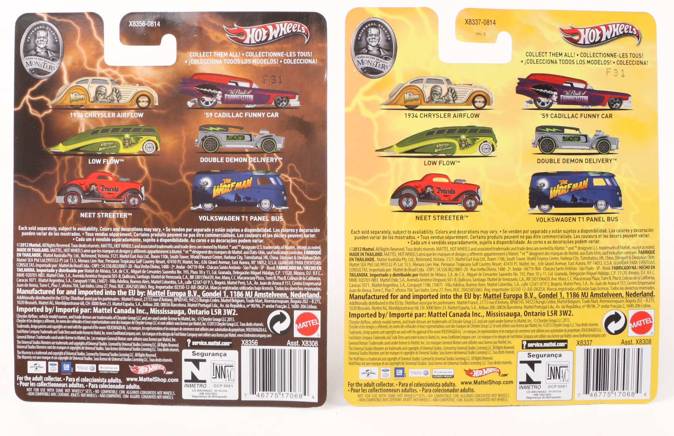 Hot Wheels Frankenstein, Dracula, The Mummy, Other Monsters 1:64 Diecast Cars