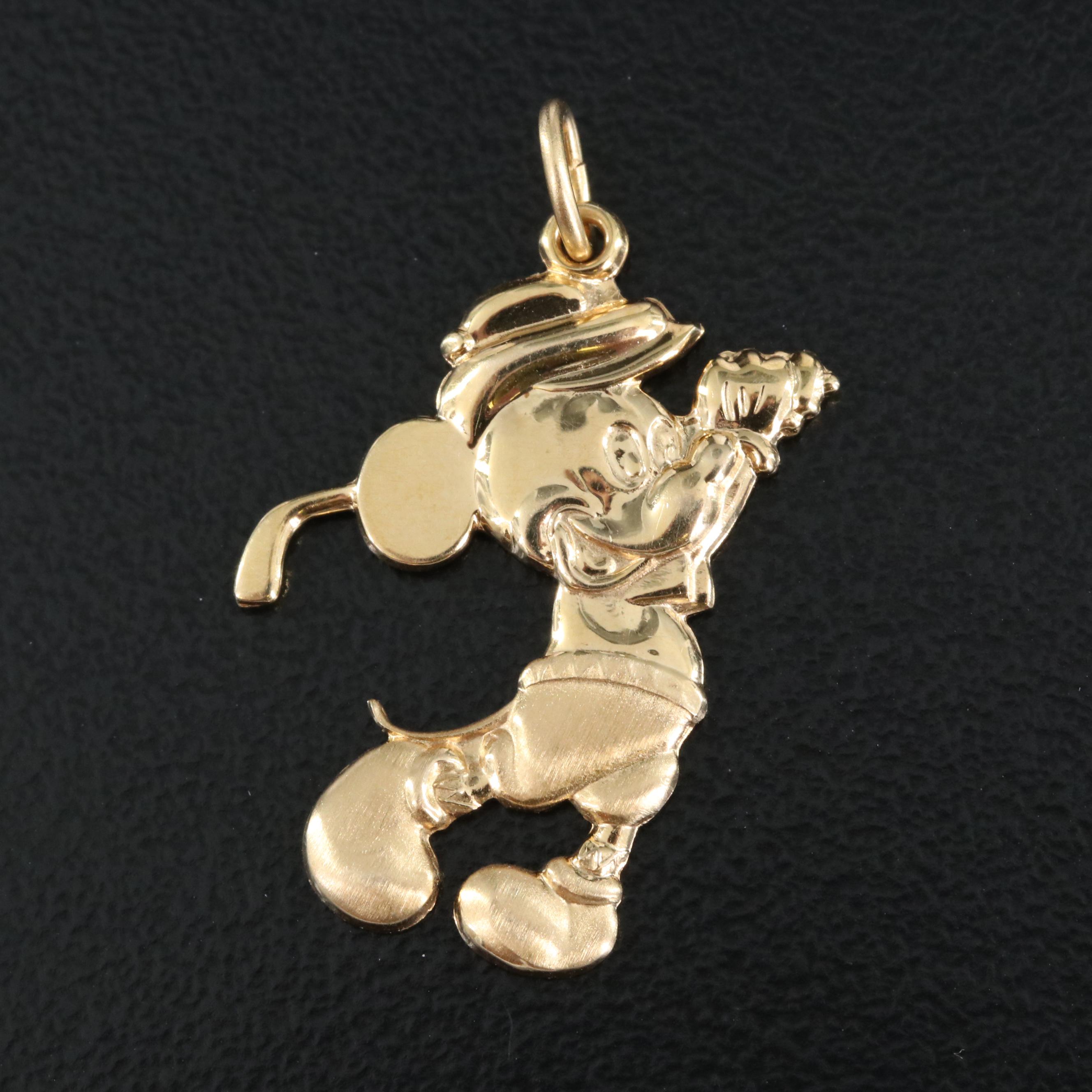 14K Mickey Mouse Golfing Charm