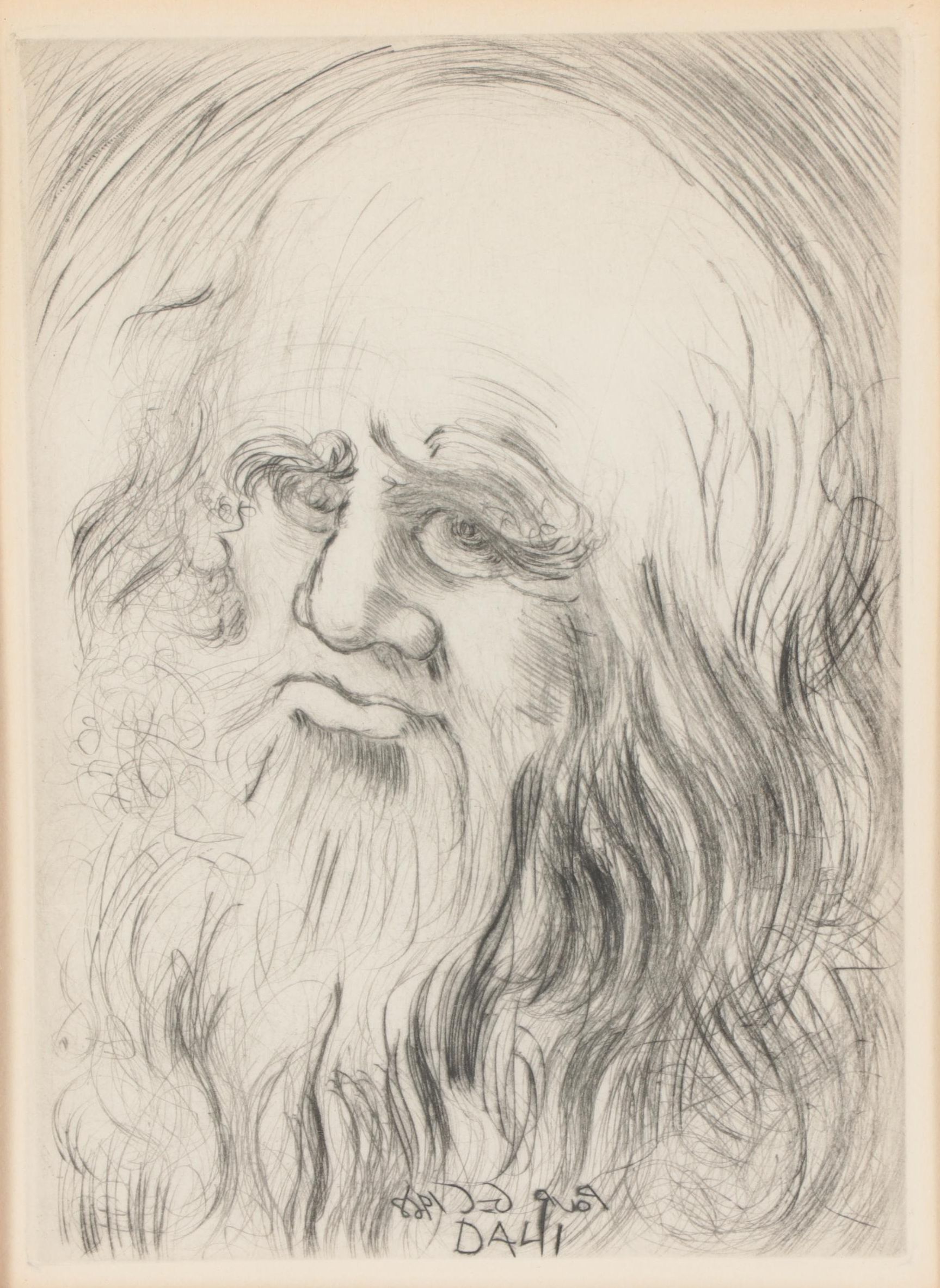 Salvador Dalí Restrike Etching "Leonardo Da Vinci"