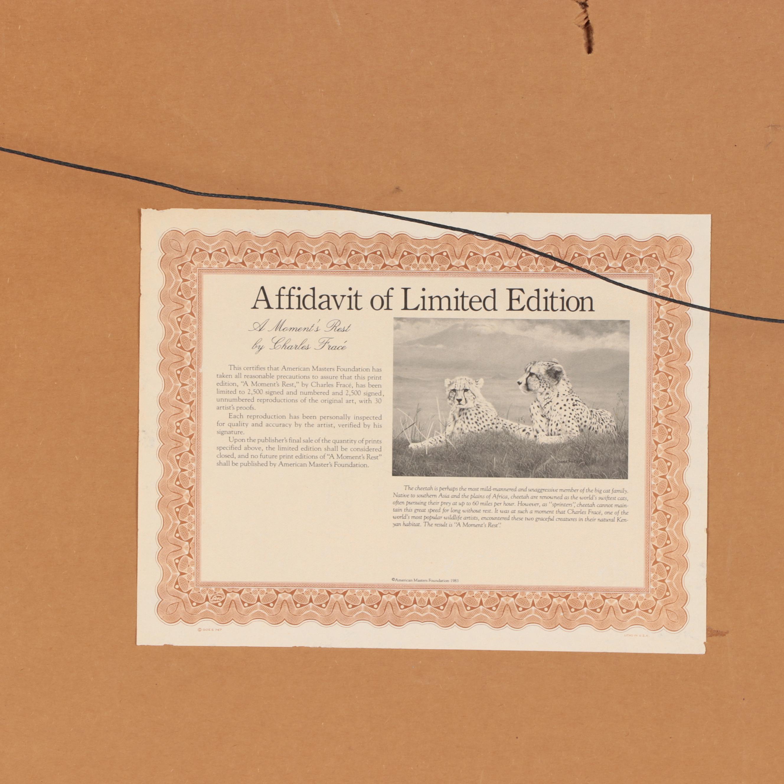 Charles Fracé Offset Lithograph "A Moment's Rest," 1983