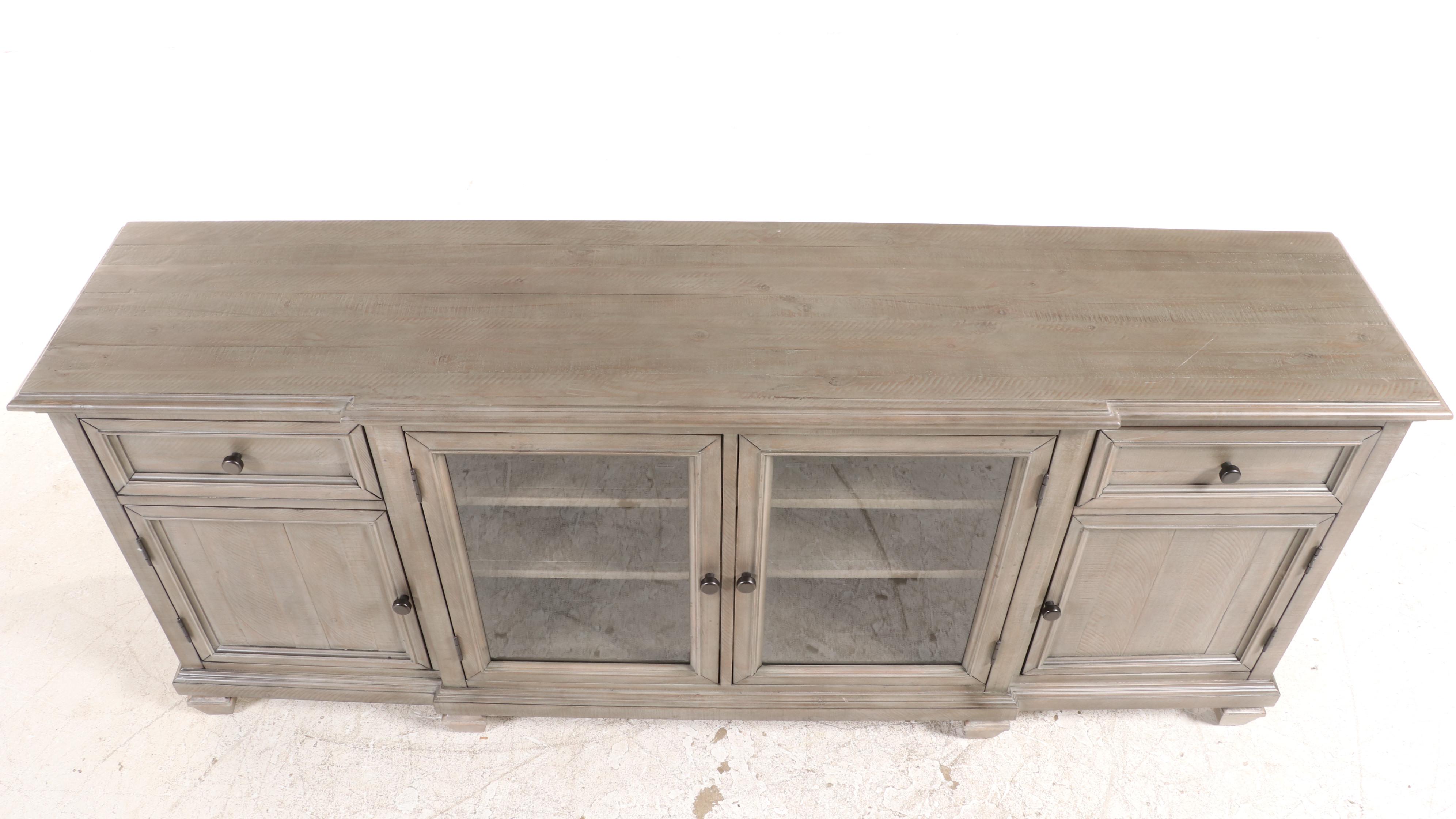 Havertys "Beckley" Pine Entertainment Console in Dovetail Grey