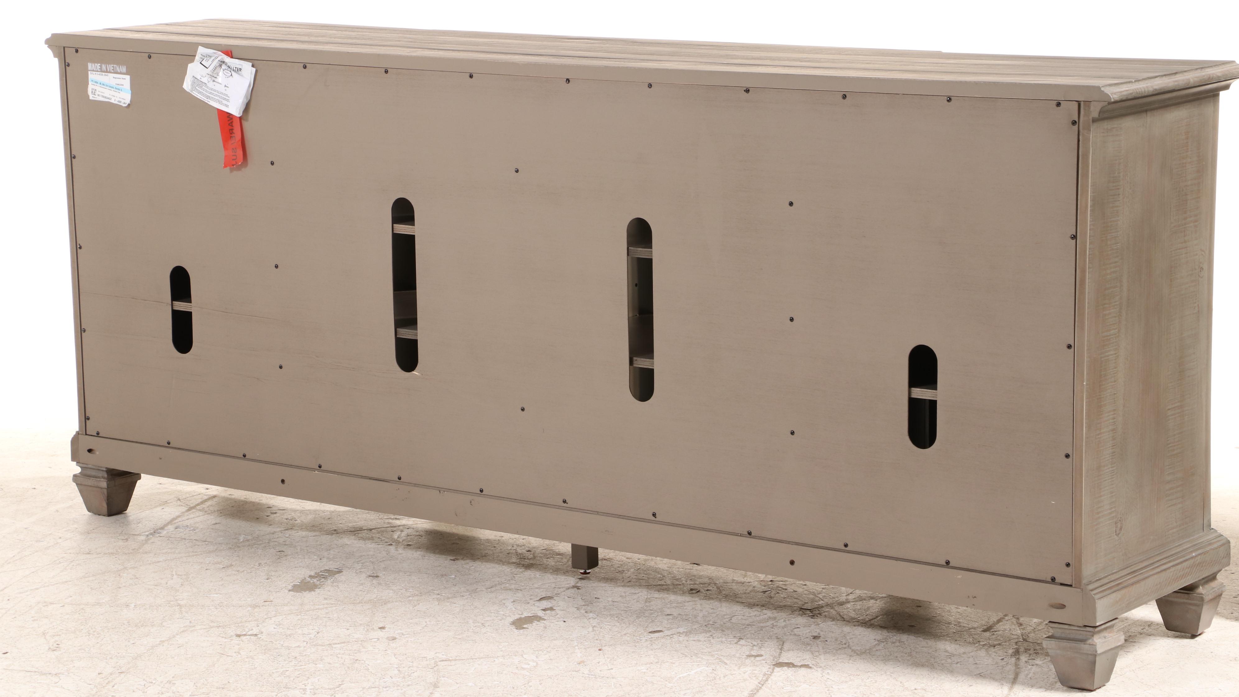 Havertys "Beckley" Pine Entertainment Console in Dovetail Grey