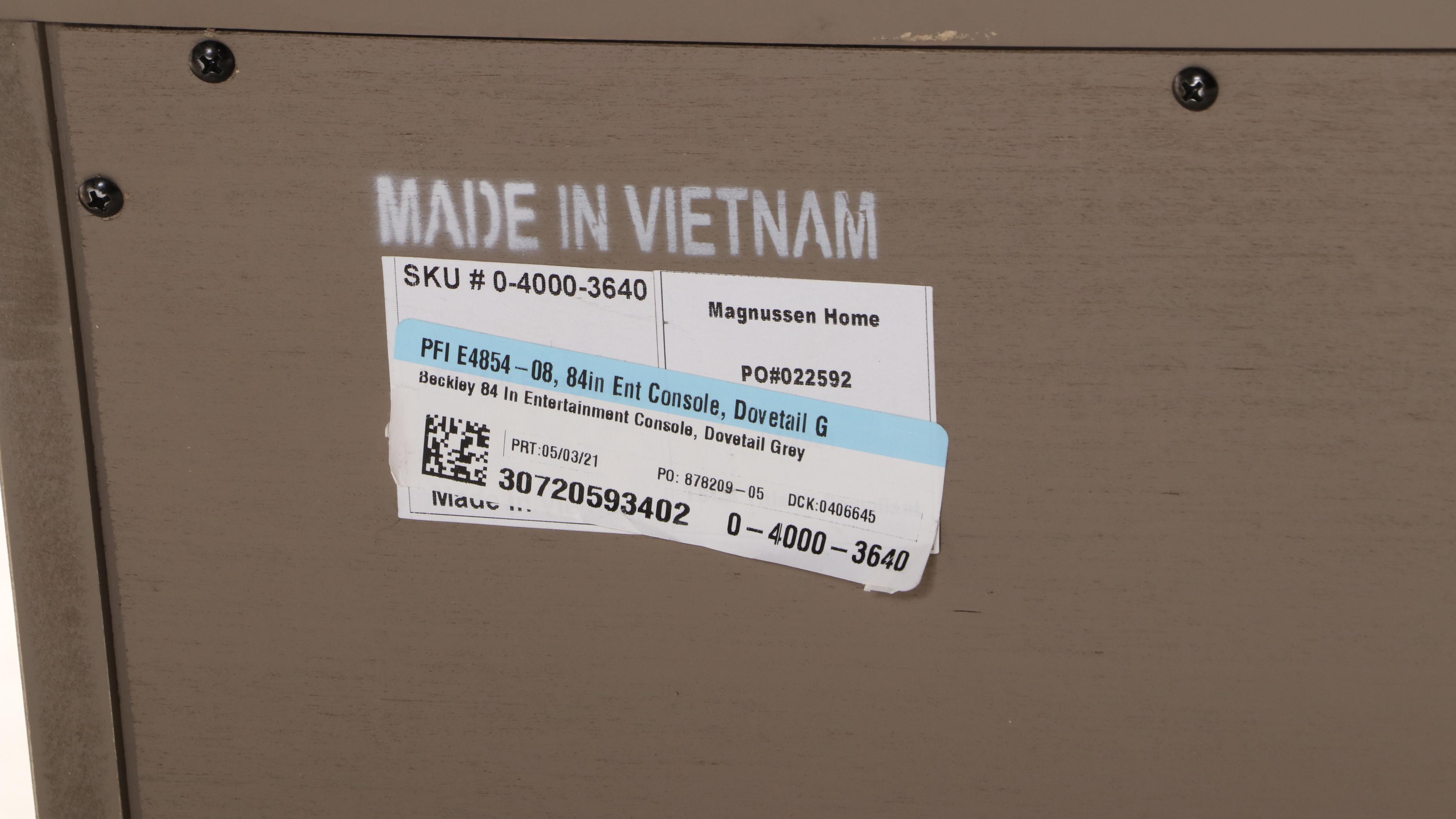 Havertys "Beckley" Pine Entertainment Console in Dovetail Grey