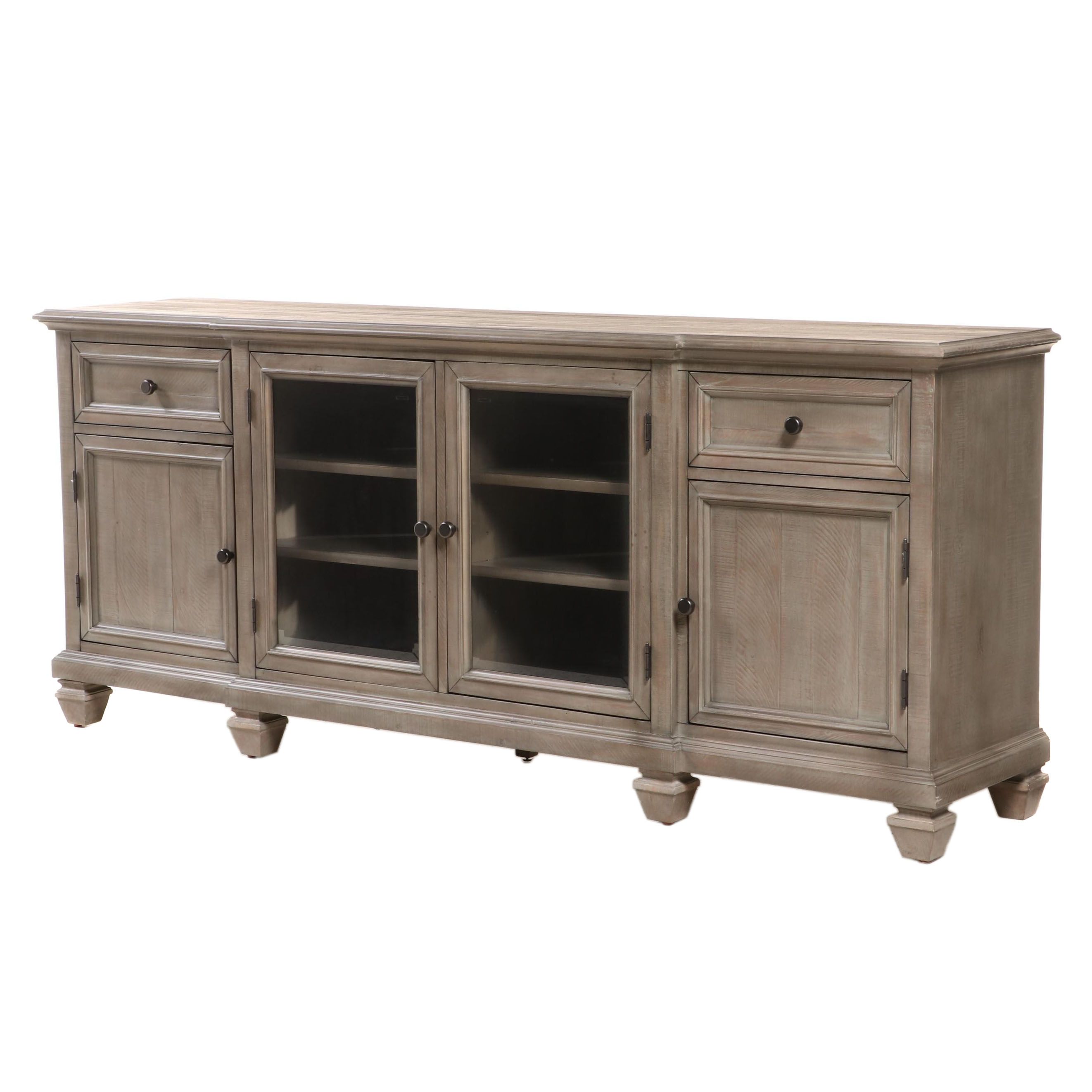 Havertys "Beckley" Pine Entertainment Console in Dovetail Grey