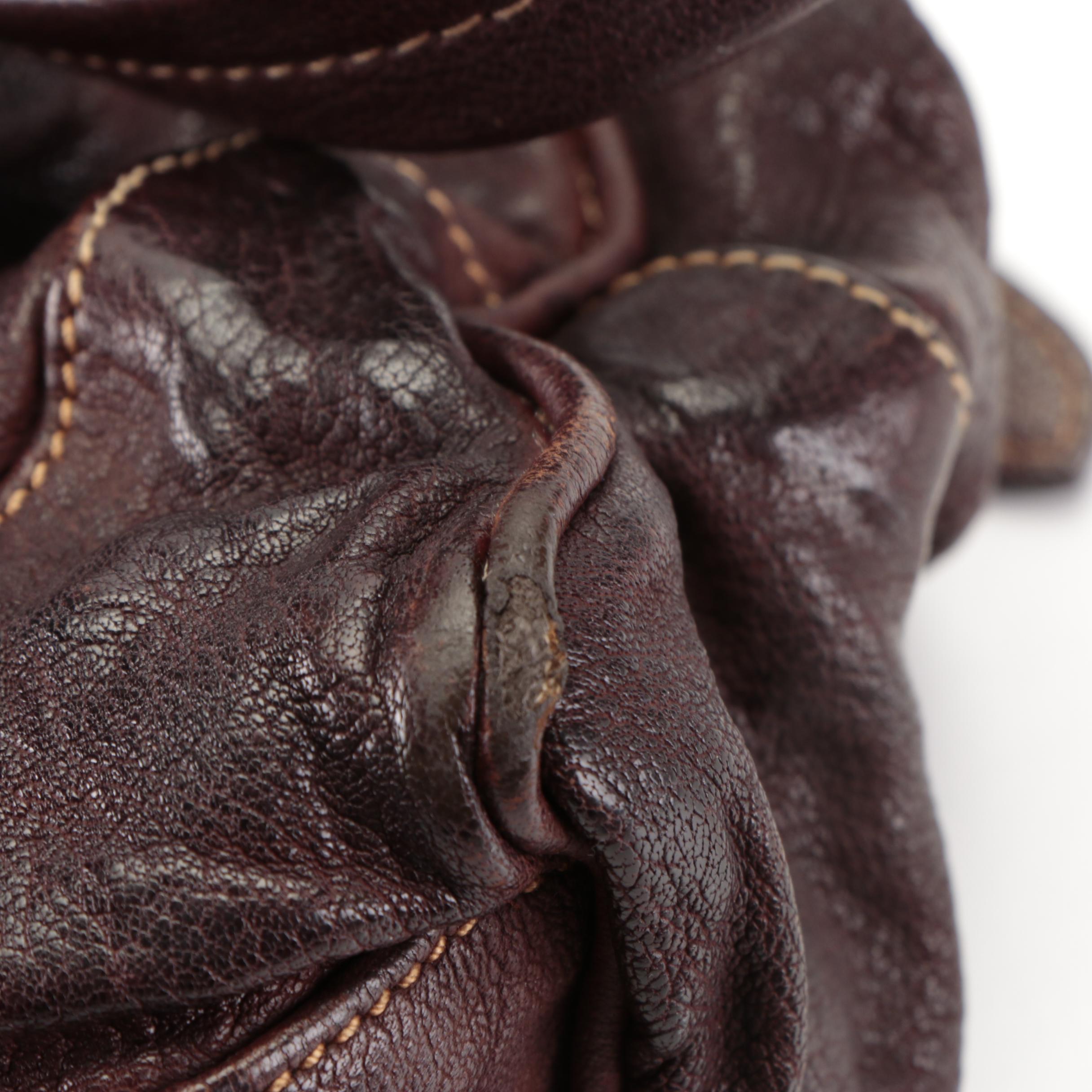 Prada Domed Hard Frame Zip Shoulder Bag in Mahogany Goatskin Leather