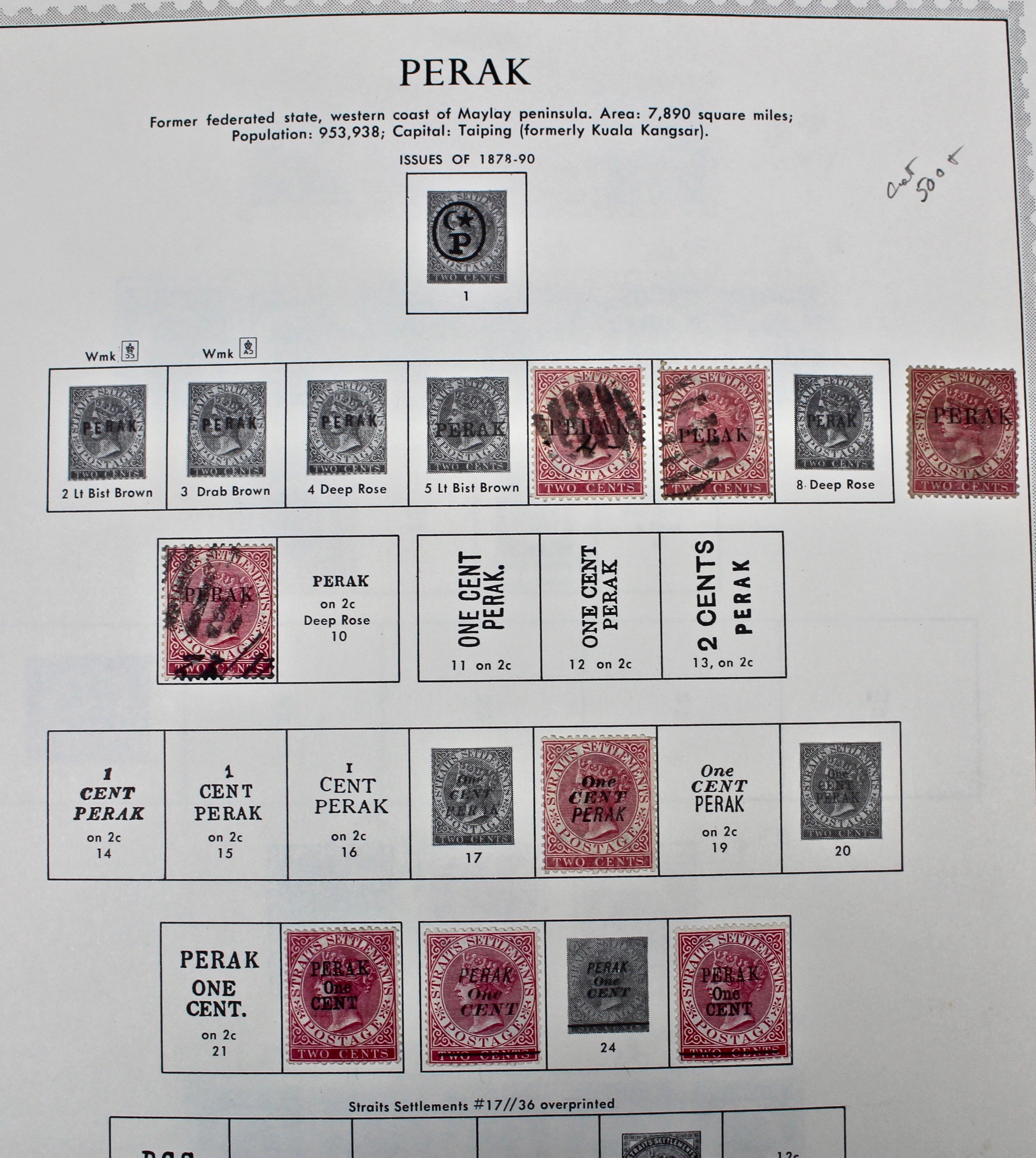 Perak (Malaysia) Postage Stamp Collection