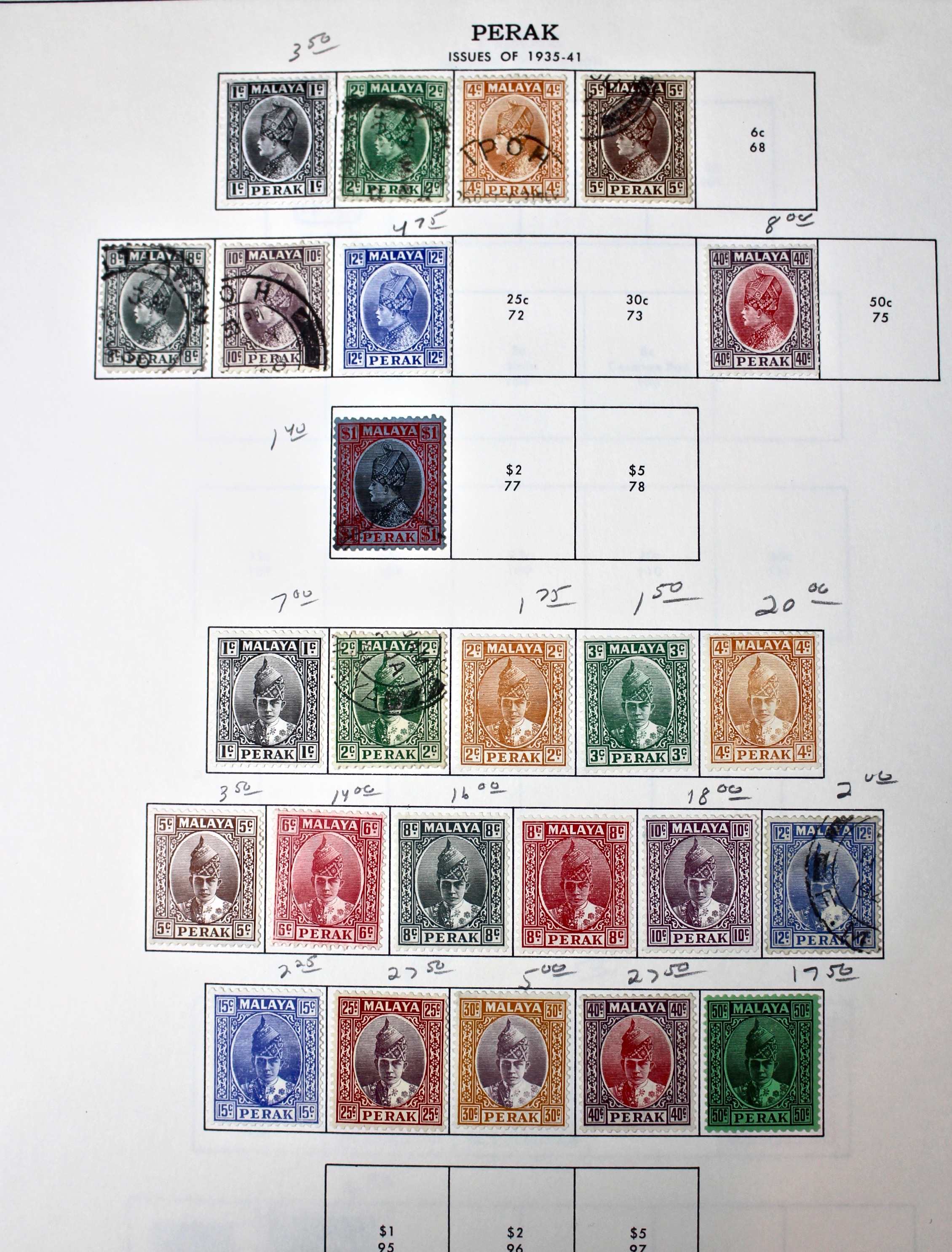 Perak (Malaysia) Postage Stamp Collection