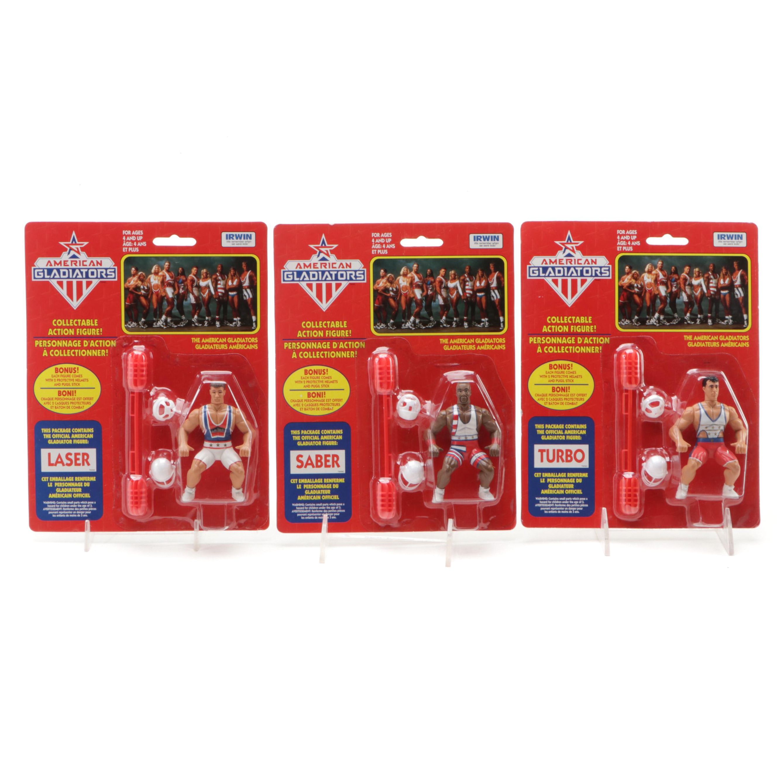 Irwin Toy American Gladiators Laser, Saber and Turbo Action Figures with Props