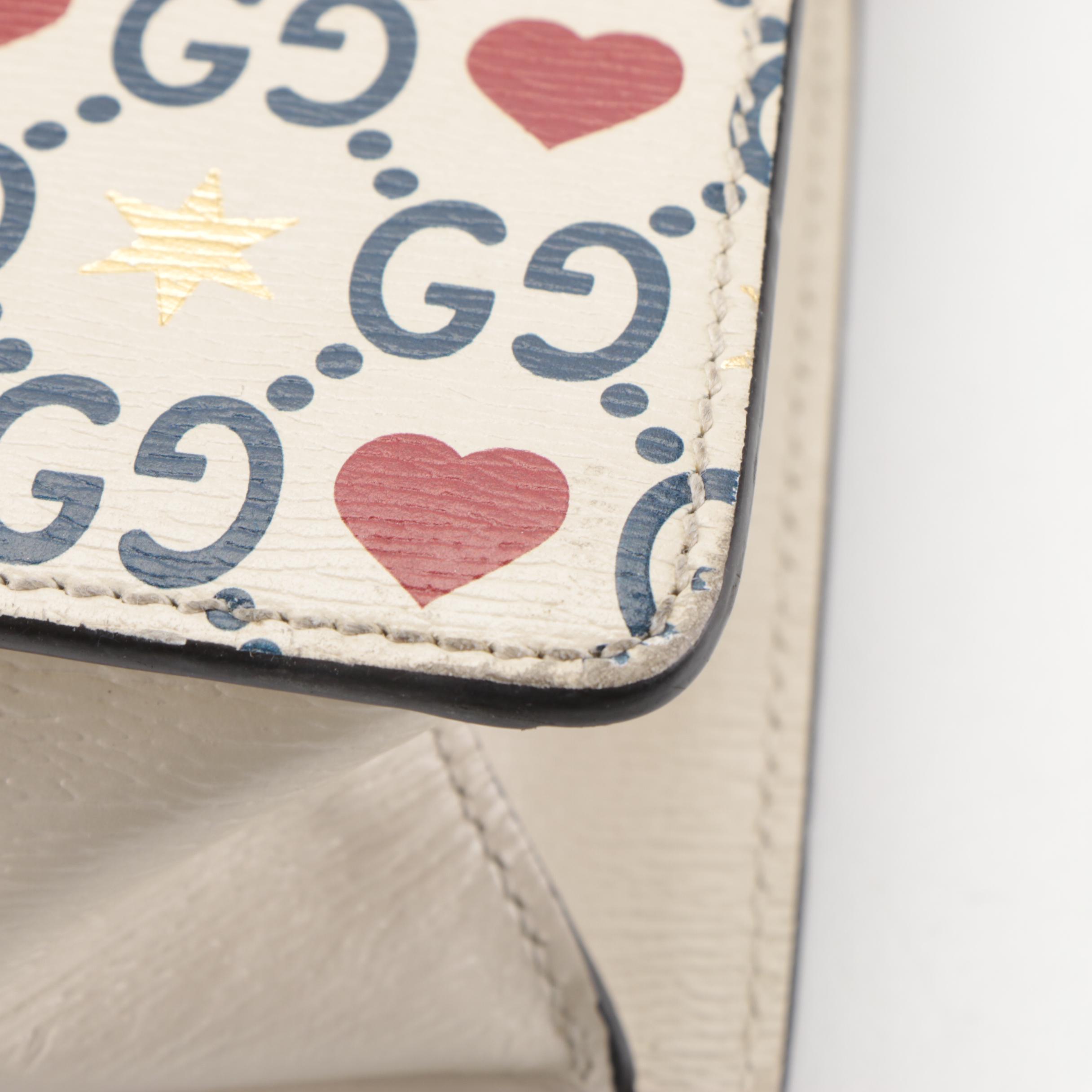 Gucci Limited Edition Mini Sylvie Top Handle Bag in GG Heart and Star Leather